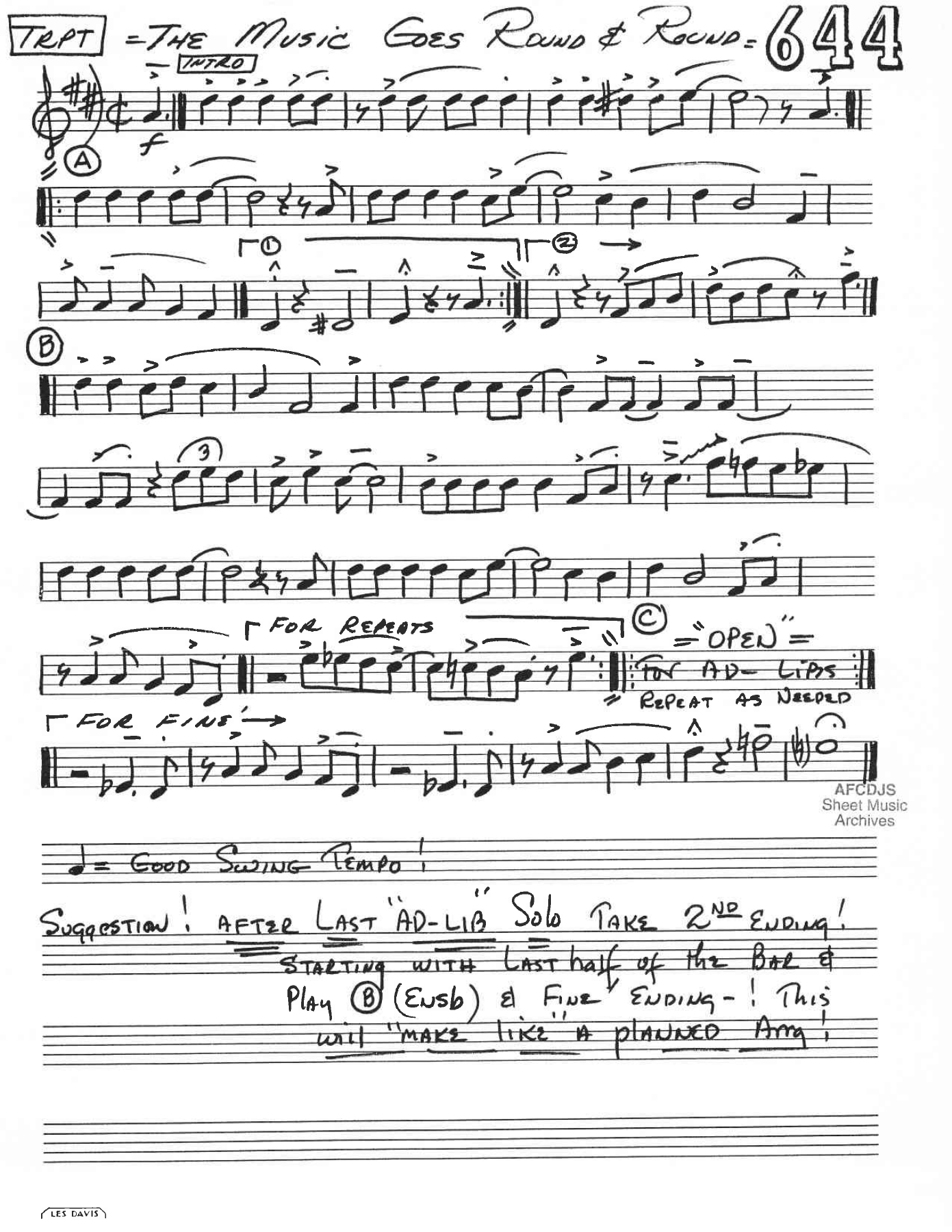 Music Goes Round and Round - arr Charles B Anderson — sheet music preview