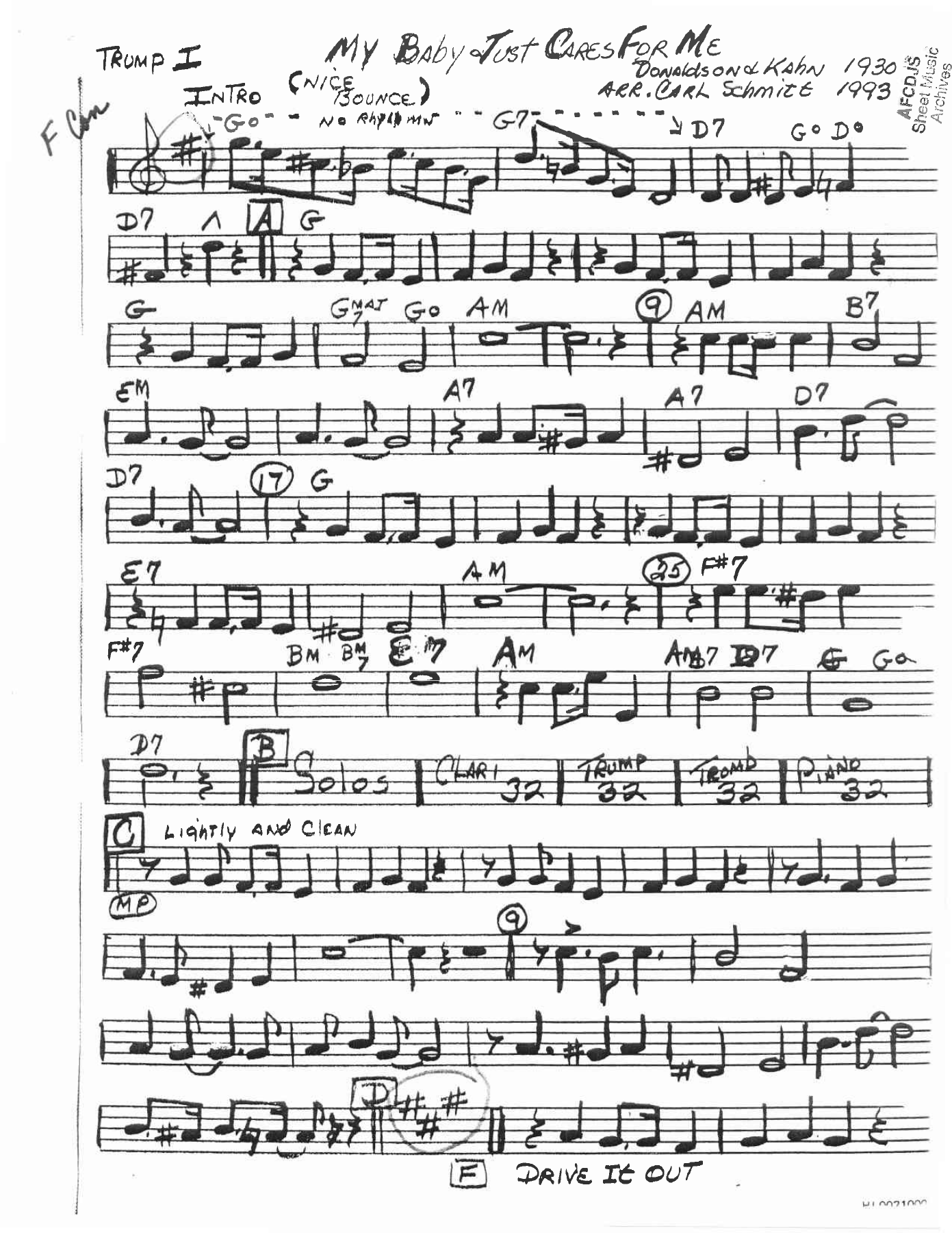 My Baby Just Cares For Me - arr Carl Schmitt — sheet music preview