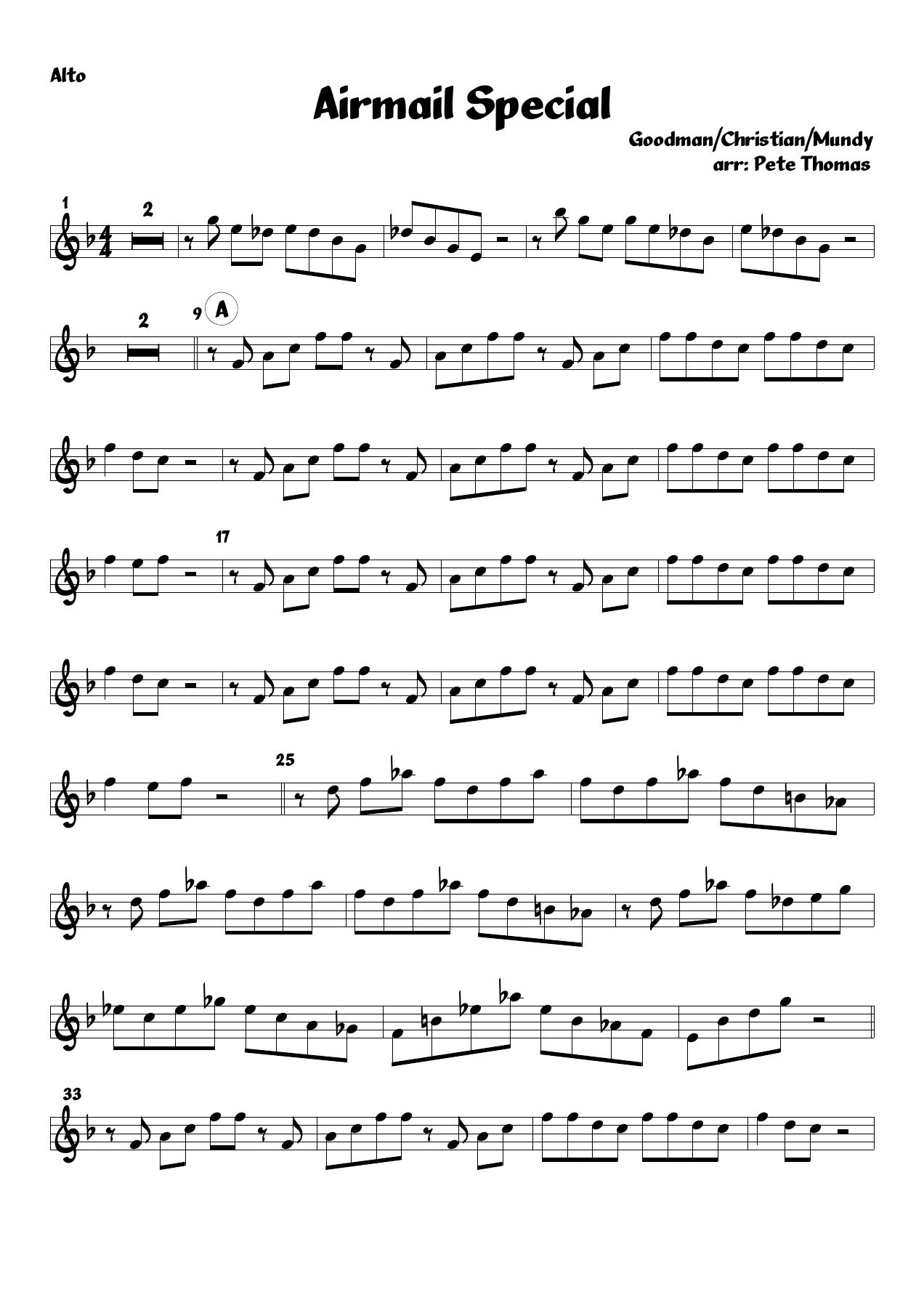 airmail-alto — sheet music preview
