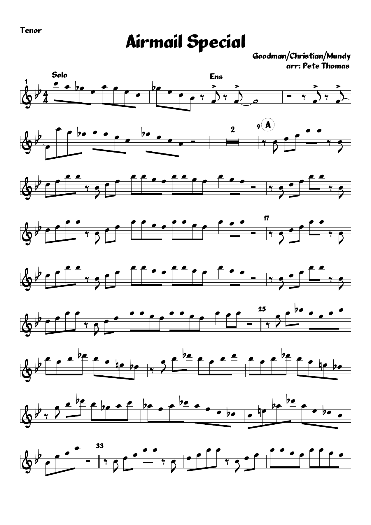airmail-tenor — sheet music cover (first page)