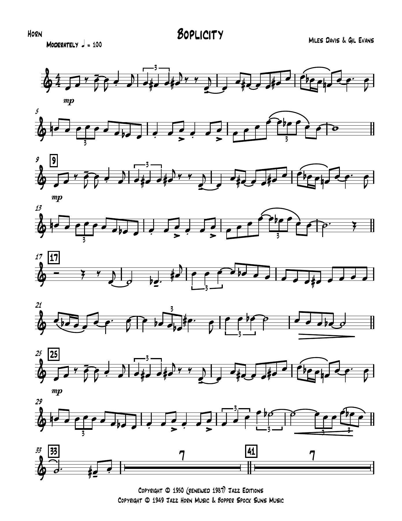 BoblicityLBB Horn — sheet music cover (first page)