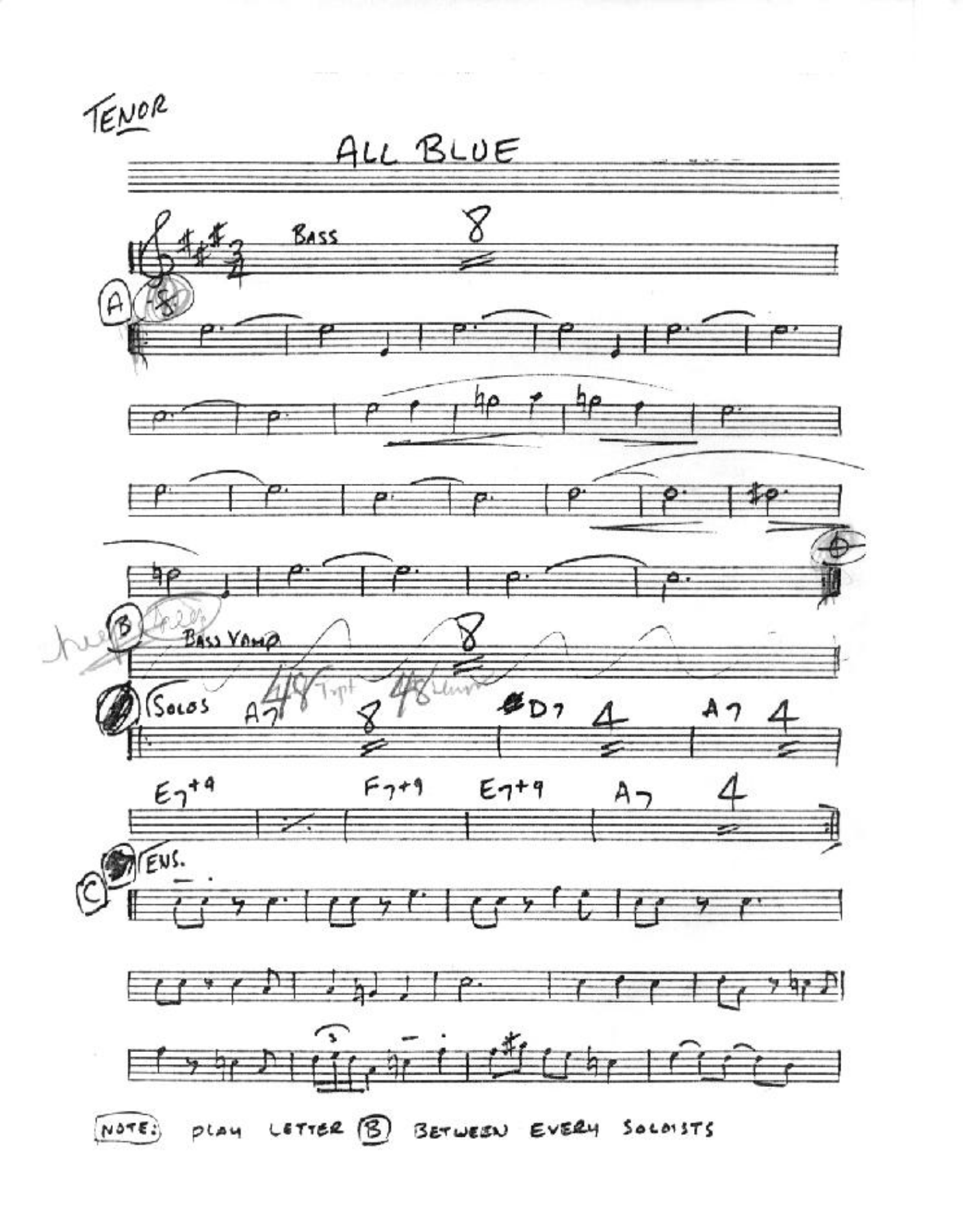 allblu1tenor — sheet music cover (first page)