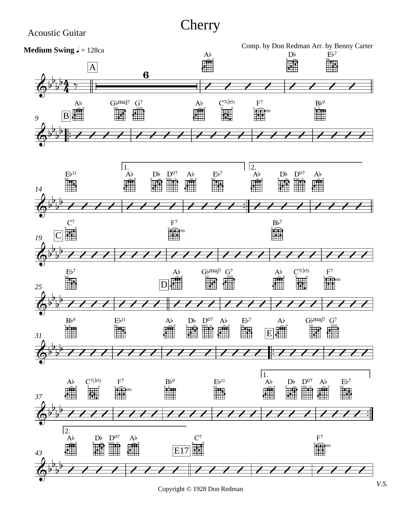 Cherry Acoustic Guitar — sheet music cover (first page)