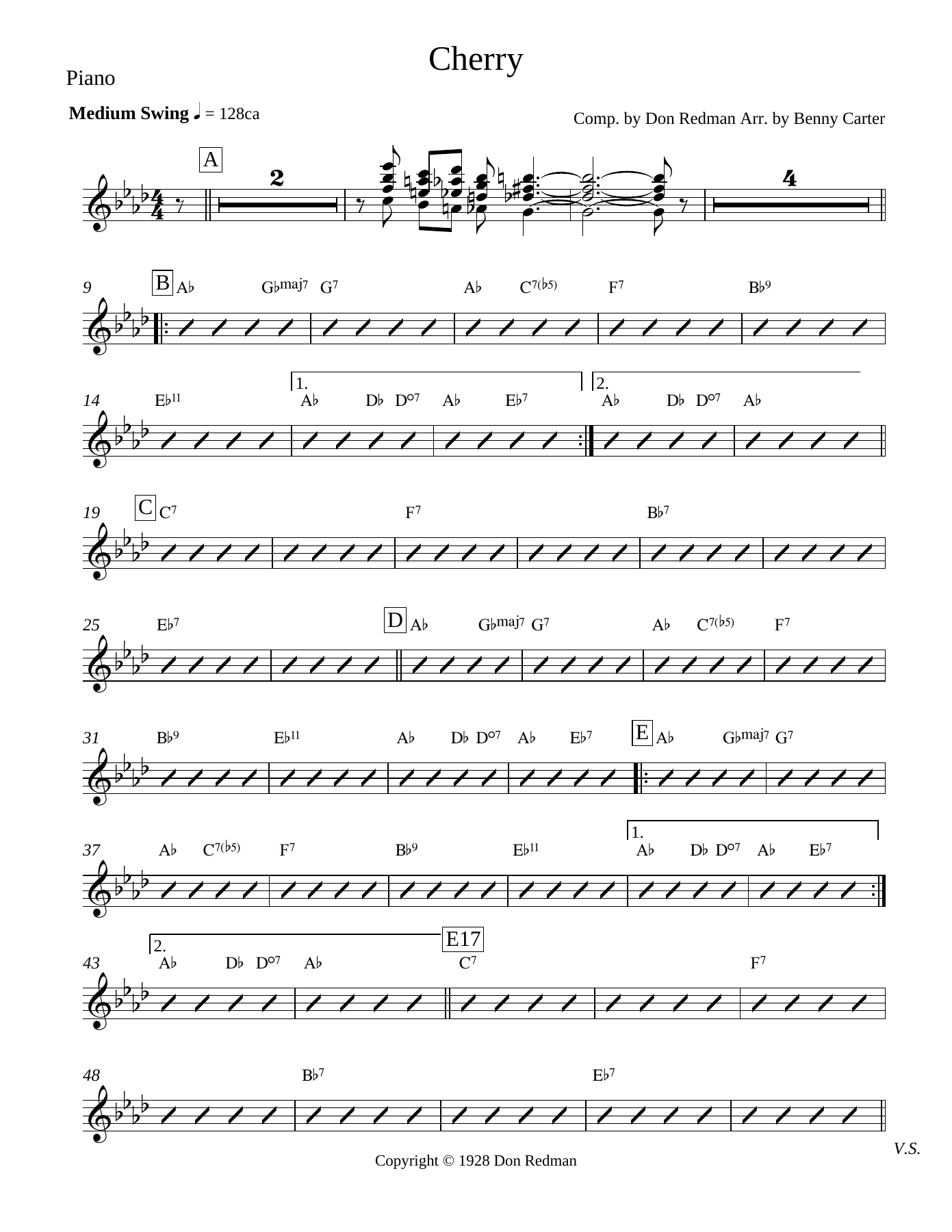 Cherry Piano — sheet music cover (first page)