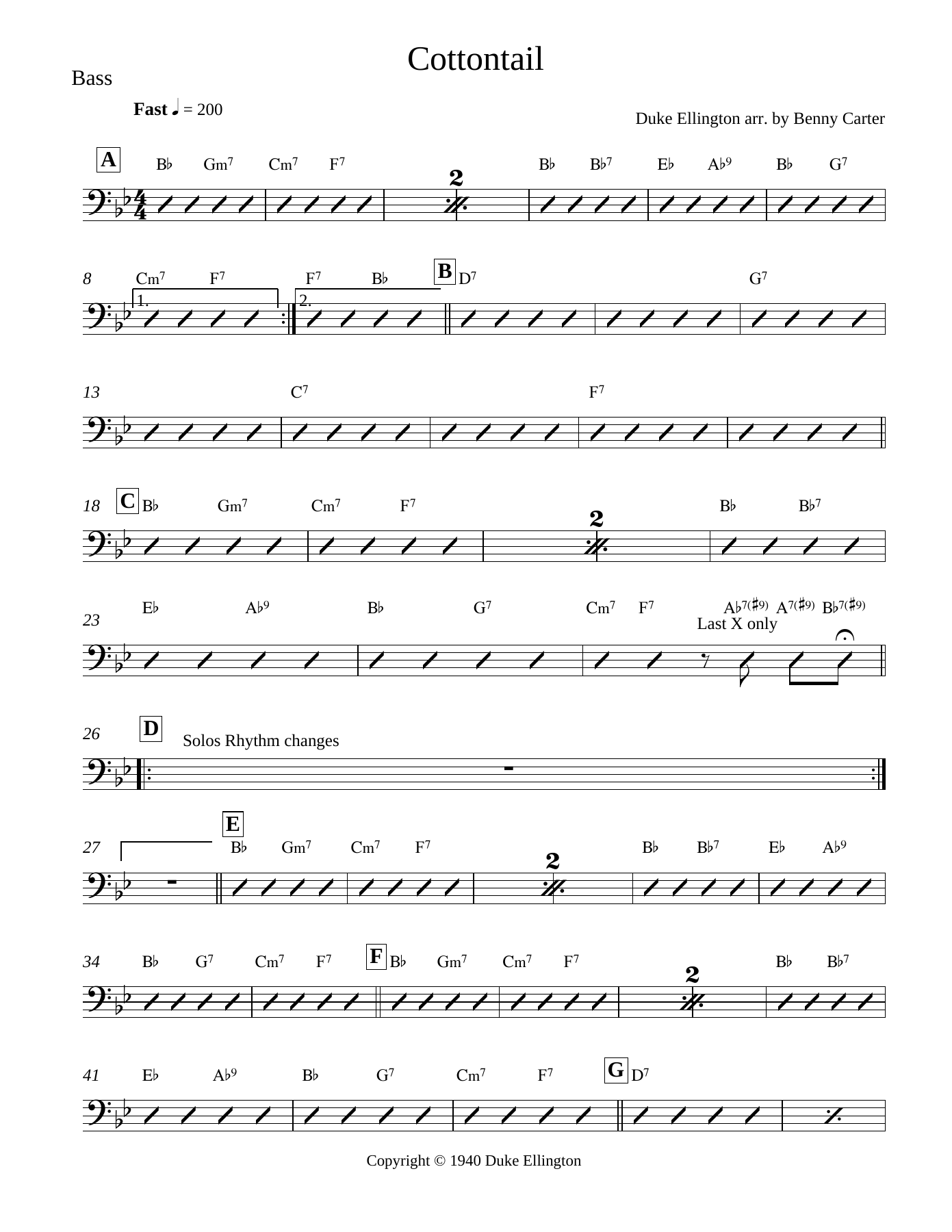 Cottontail Bass — sheet music cover (first page)