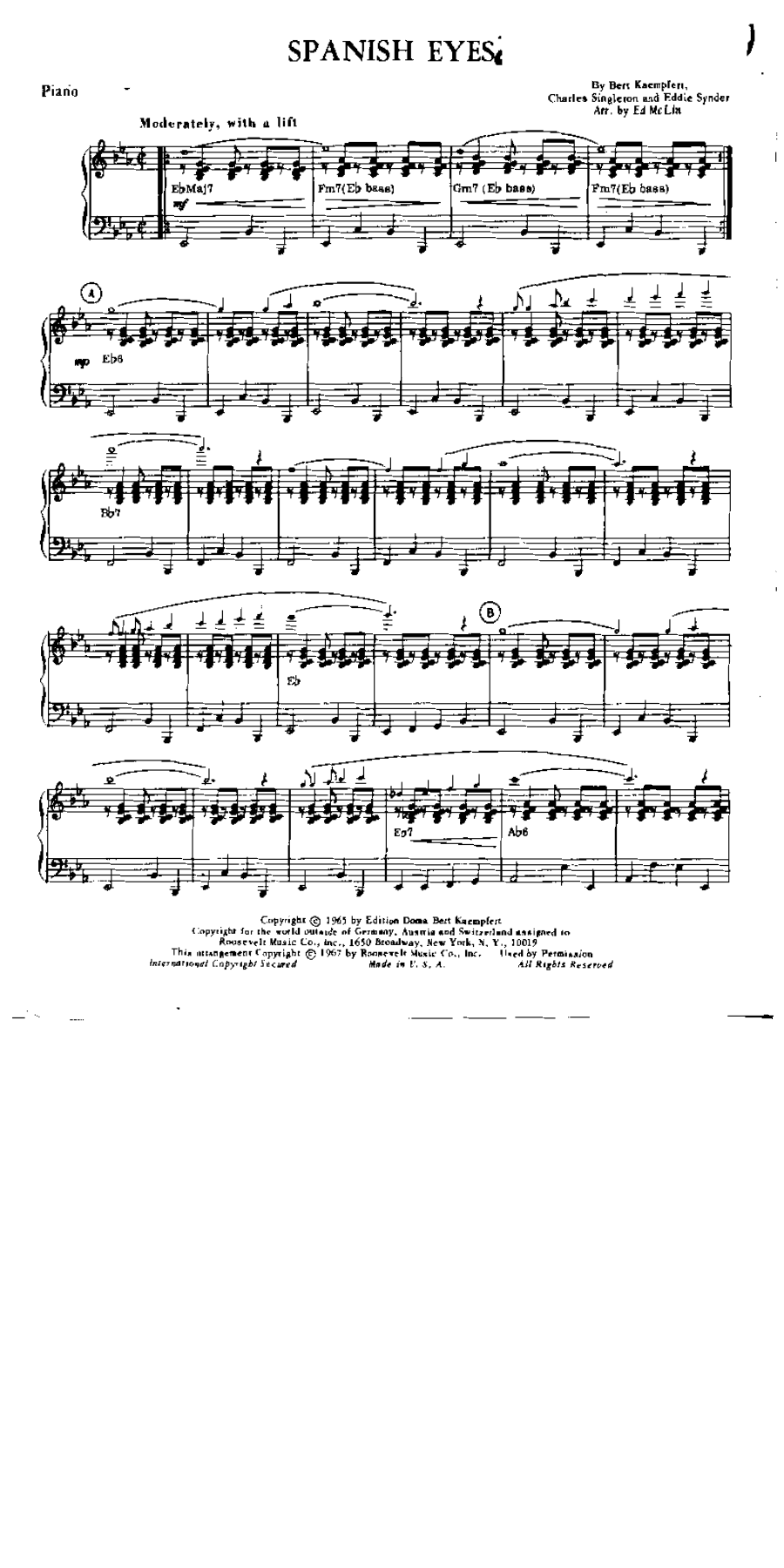 Combo - 6 Horn - Spanish Eyes — Kleines Ensemble sheet music by Ed McLin | Latin Jazz