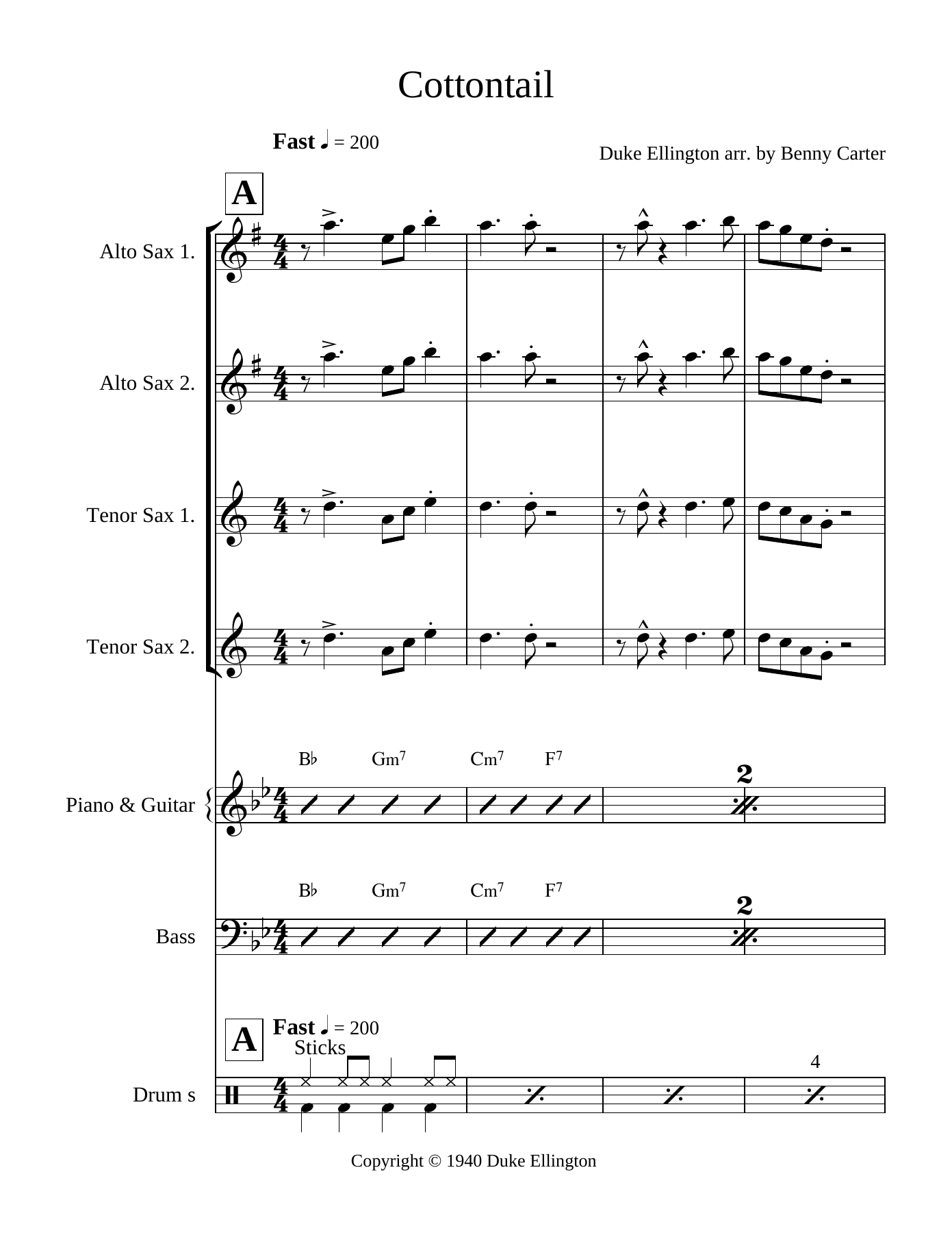 Cottontail — sheet music cover (first page)