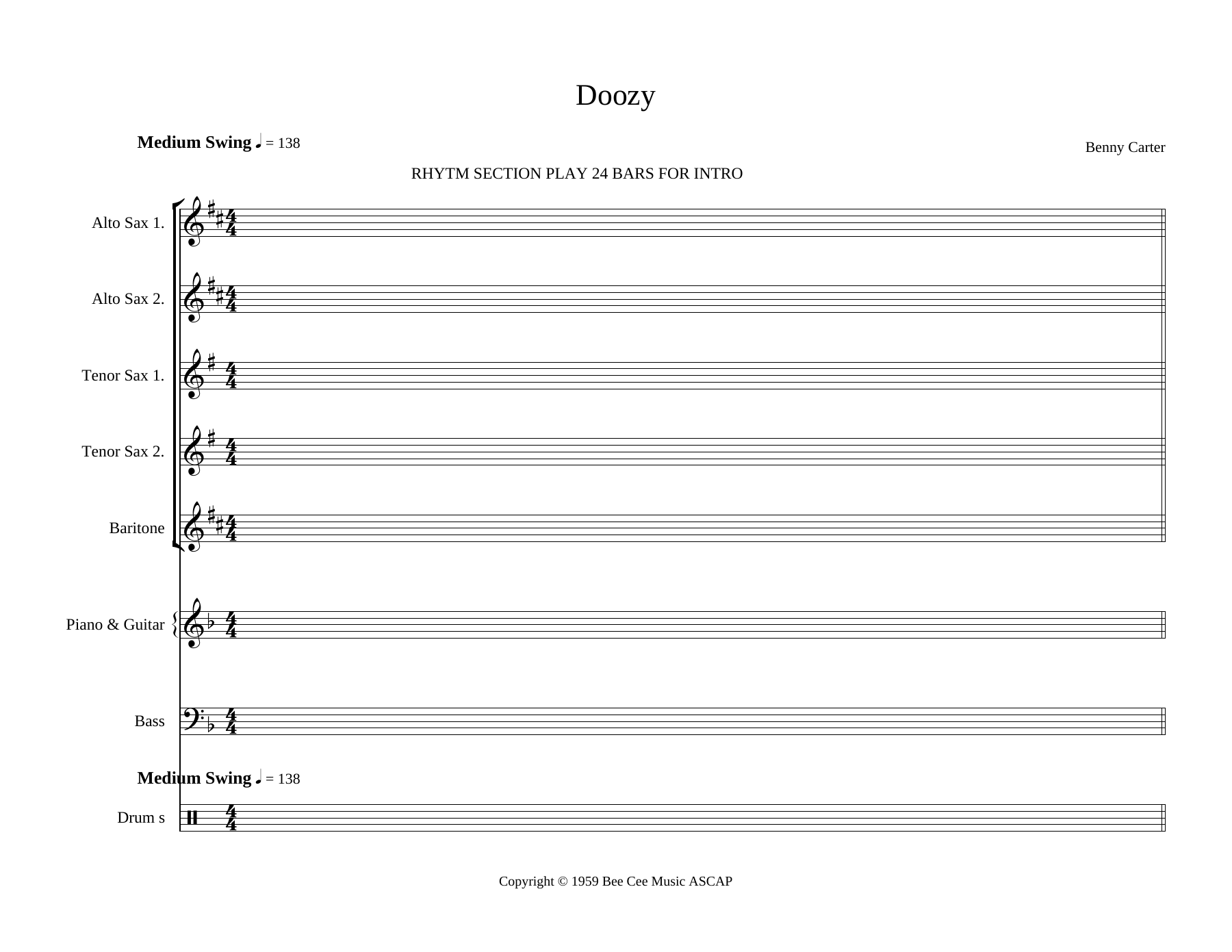 Doozy Saxes — sheet music cover (first page)