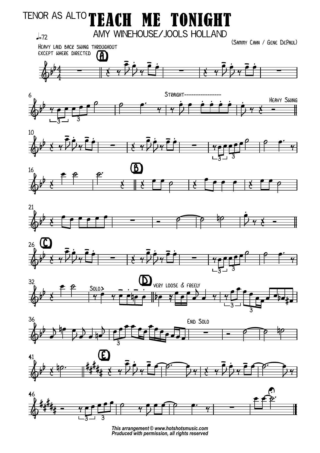 tenor as alto — sheet music cover (first page)