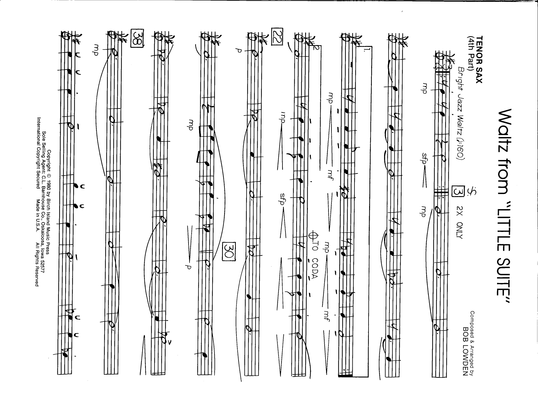 Tenor Sax 4th Part — sheet music cover (first page)