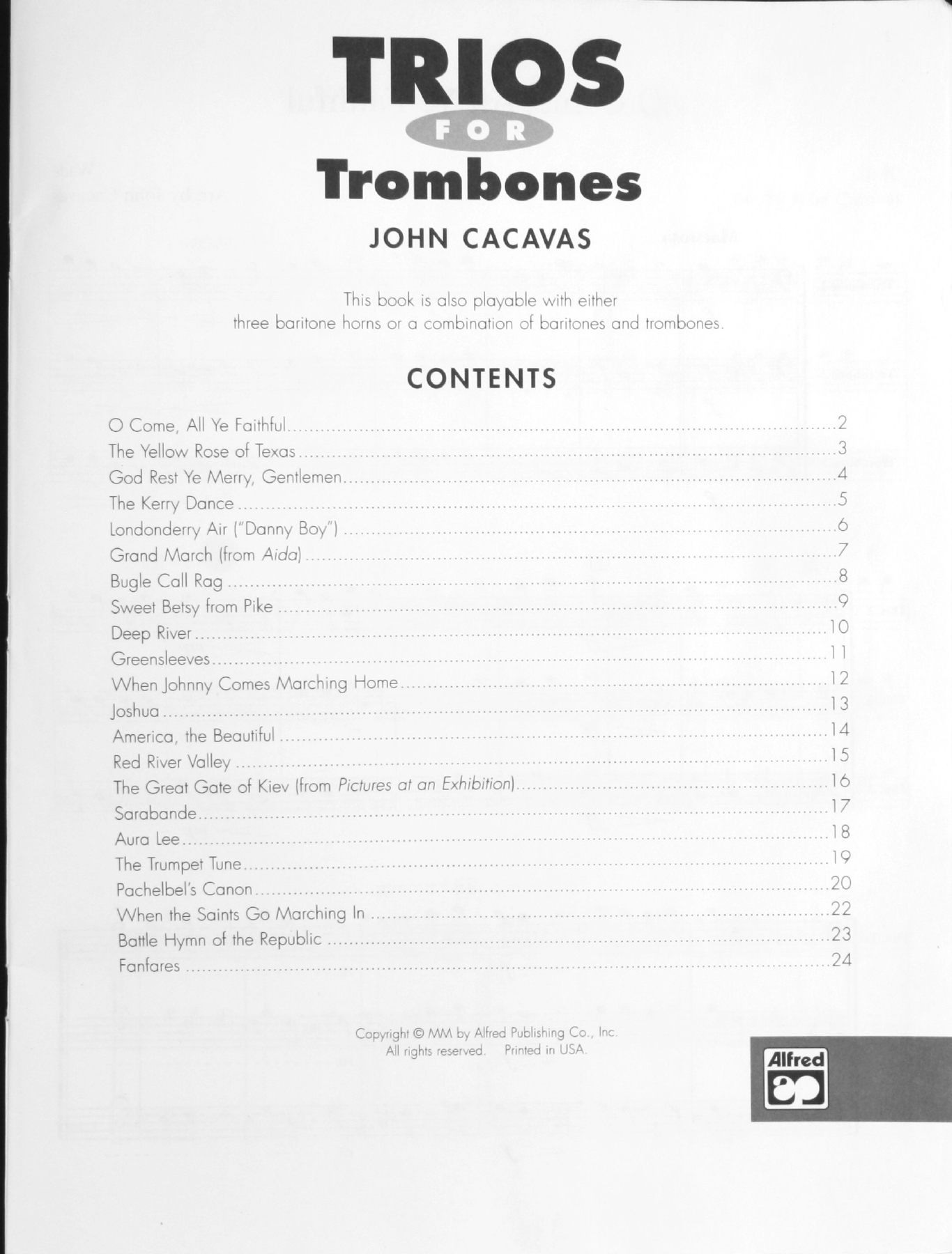 Trios For Trombone — sheet music cover (first page)