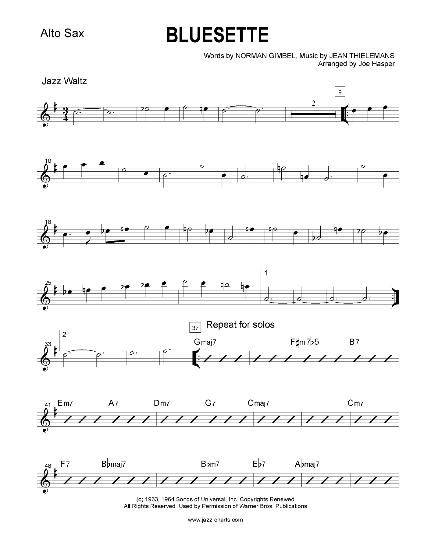 Bluesette — sheet music preview