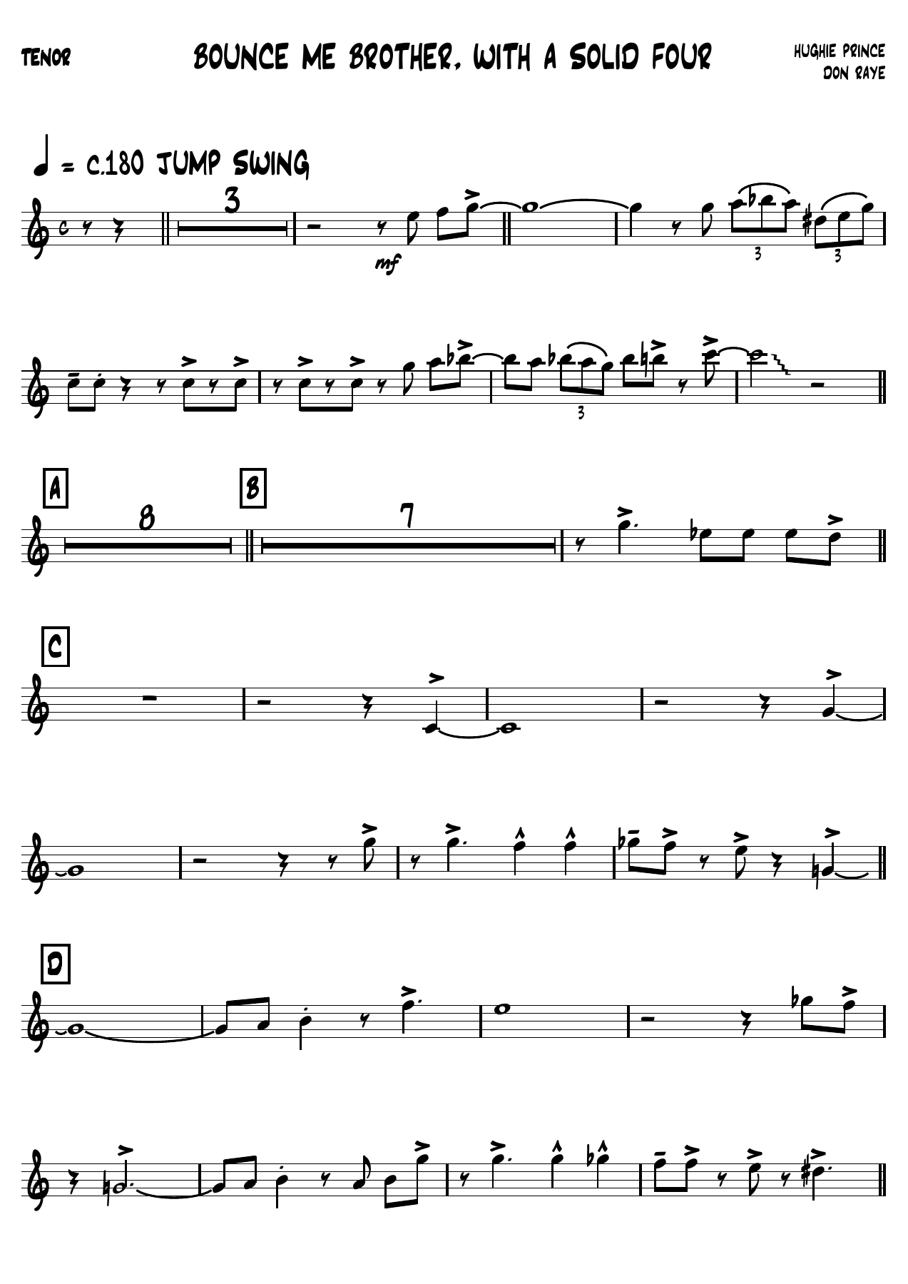 Bounce ME Brother, with a Solid Four - 04 Tenor — Small Ensemble sheet music arranged by Hughie Prince, Don Raye | Jump Swing