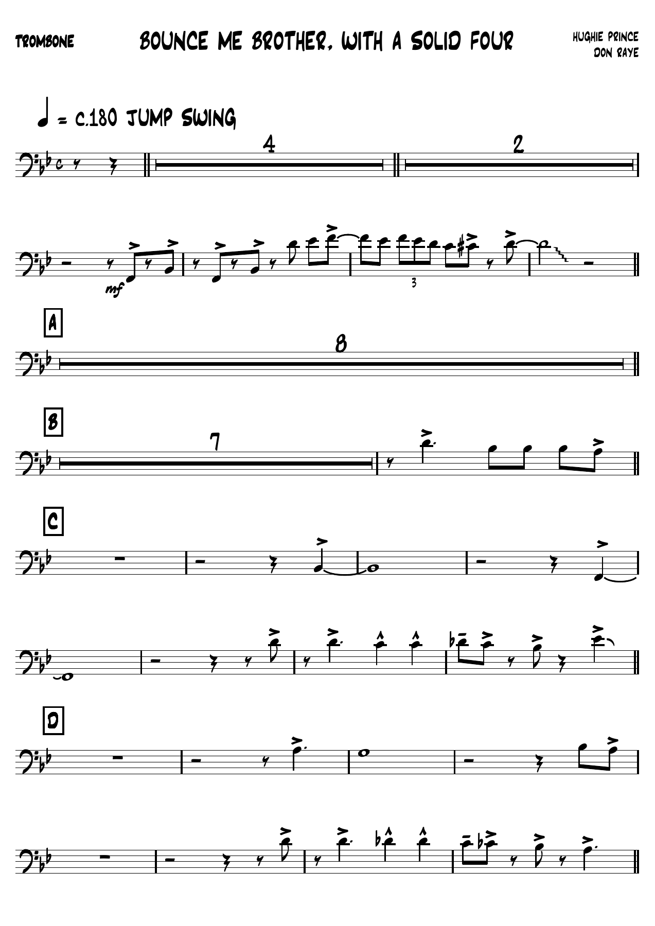 Bounce ME Brother, with a Solid Four - 05 Trombone — sheet music cover (first page)