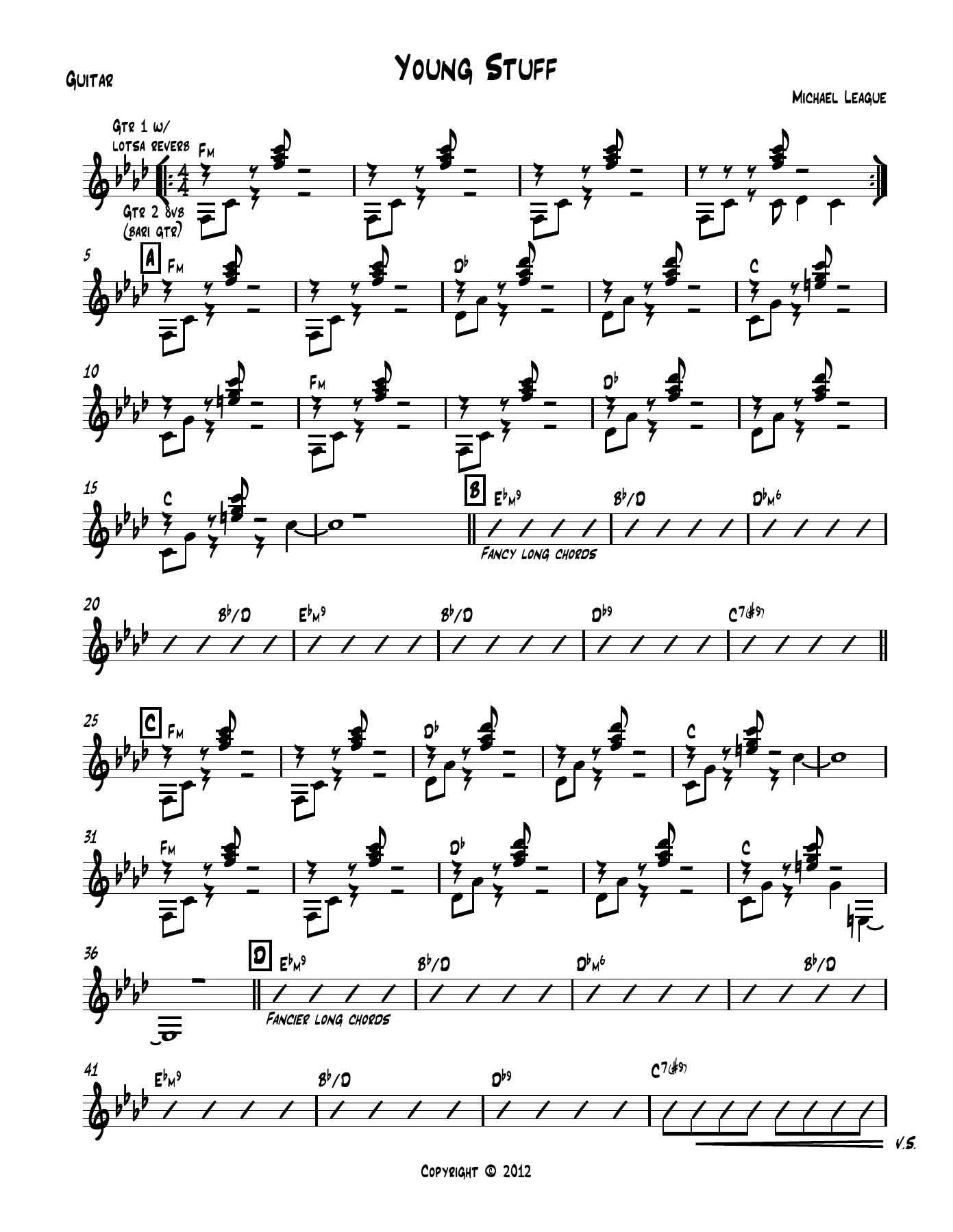 Young Stuff Guitar — sheet music cover (first page)