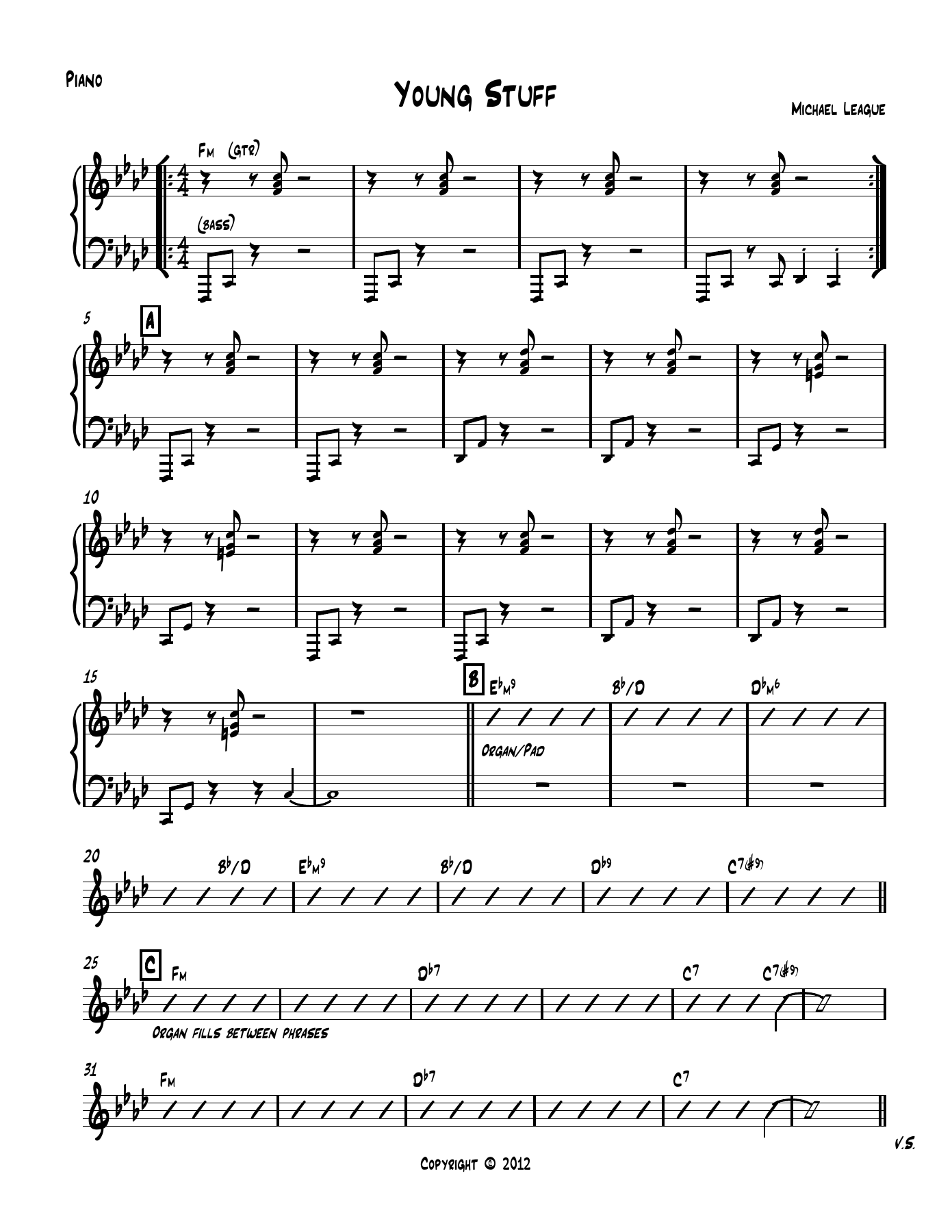 Young Stuff Piano — sheet music cover (first page)
