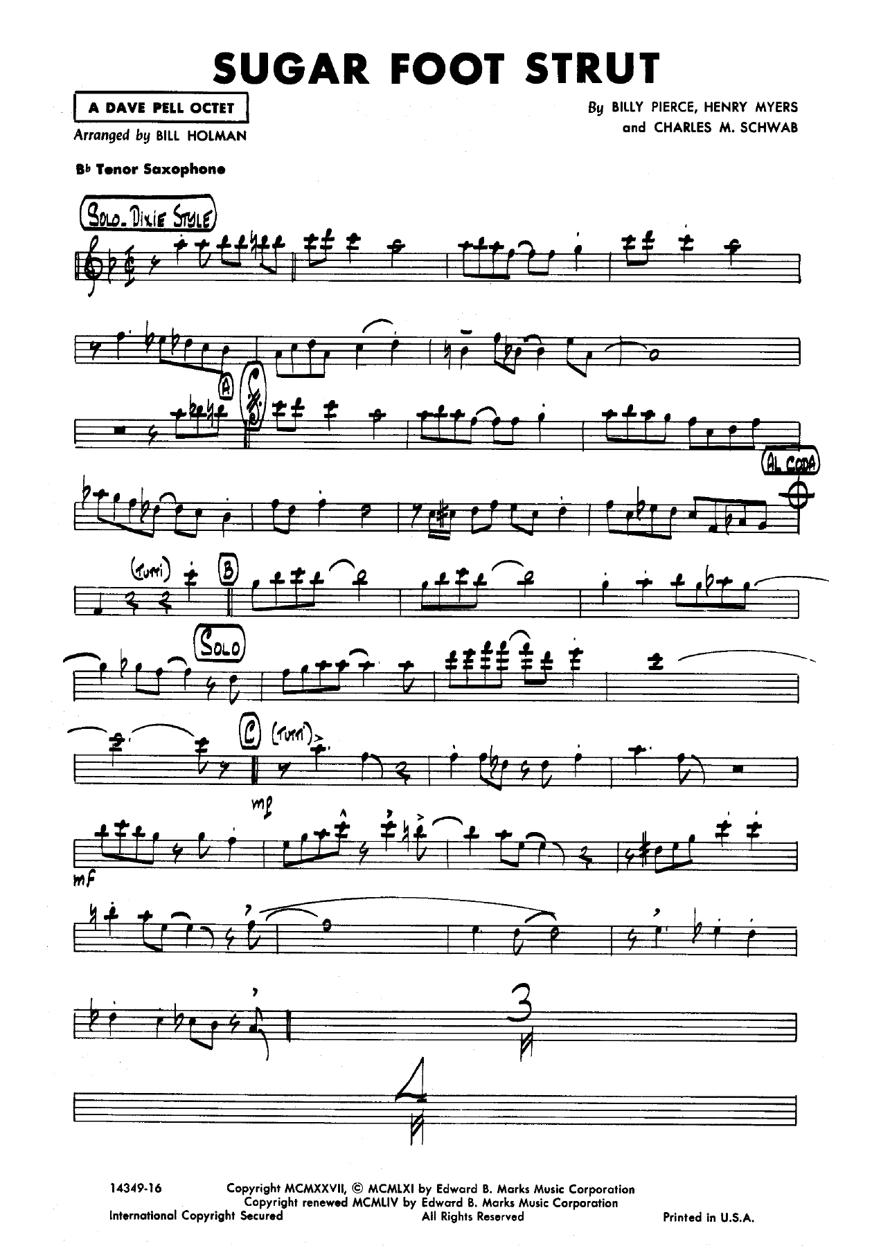 Sugar Foot Strut — sheet music cover (first page)