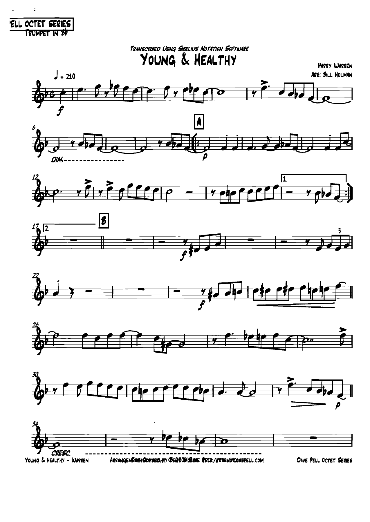 Young And Healthy — sheet music cover (first page)