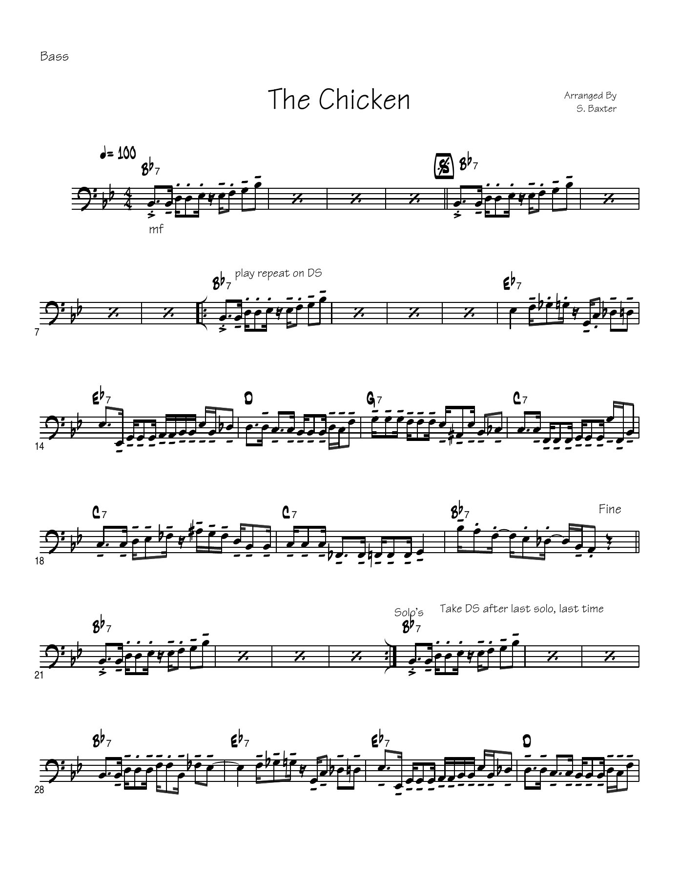 The Chicken — sheet music cover (first page)