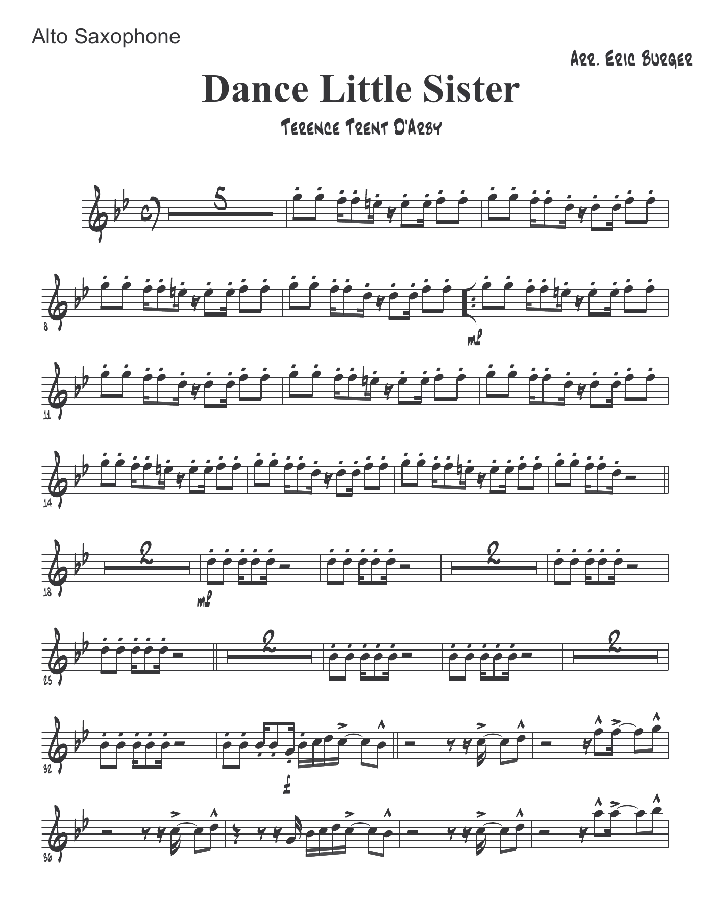 Dance Little Sister — Small Ensemble sheet music arranged by Alto Sax | Funk