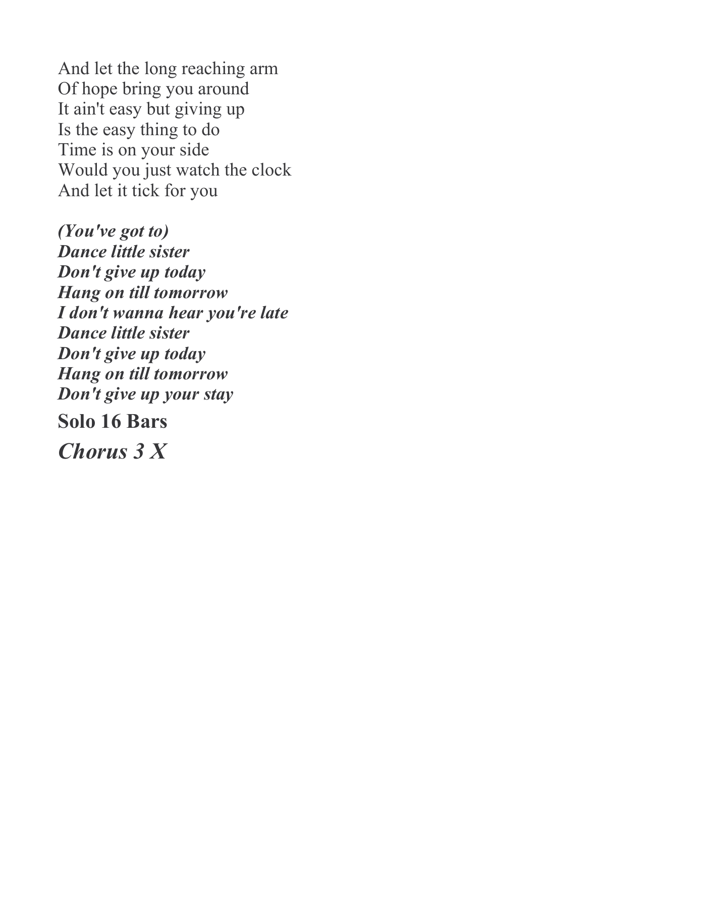 Dance Little Sister lyrics — page 2