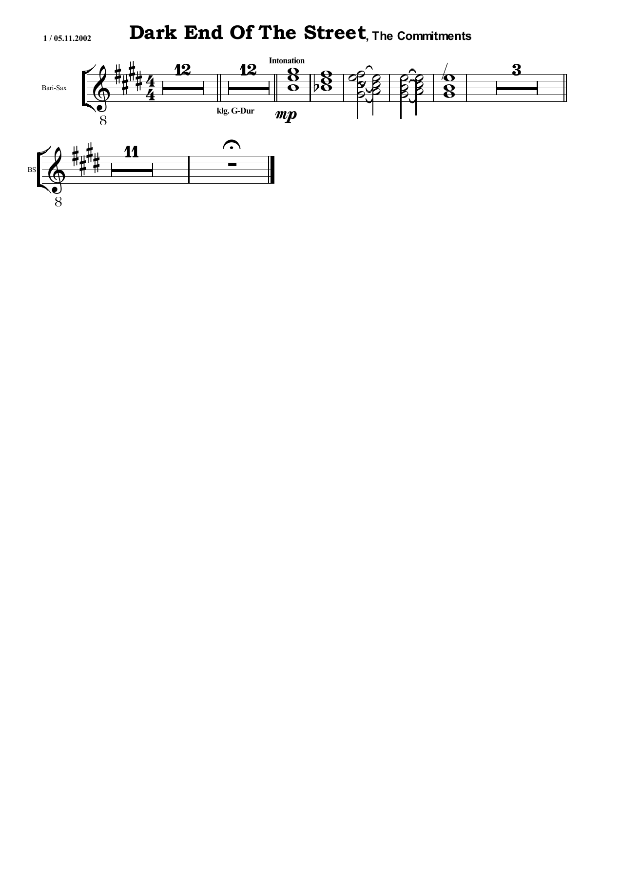 Dark End Of The Street BS — sheet music preview