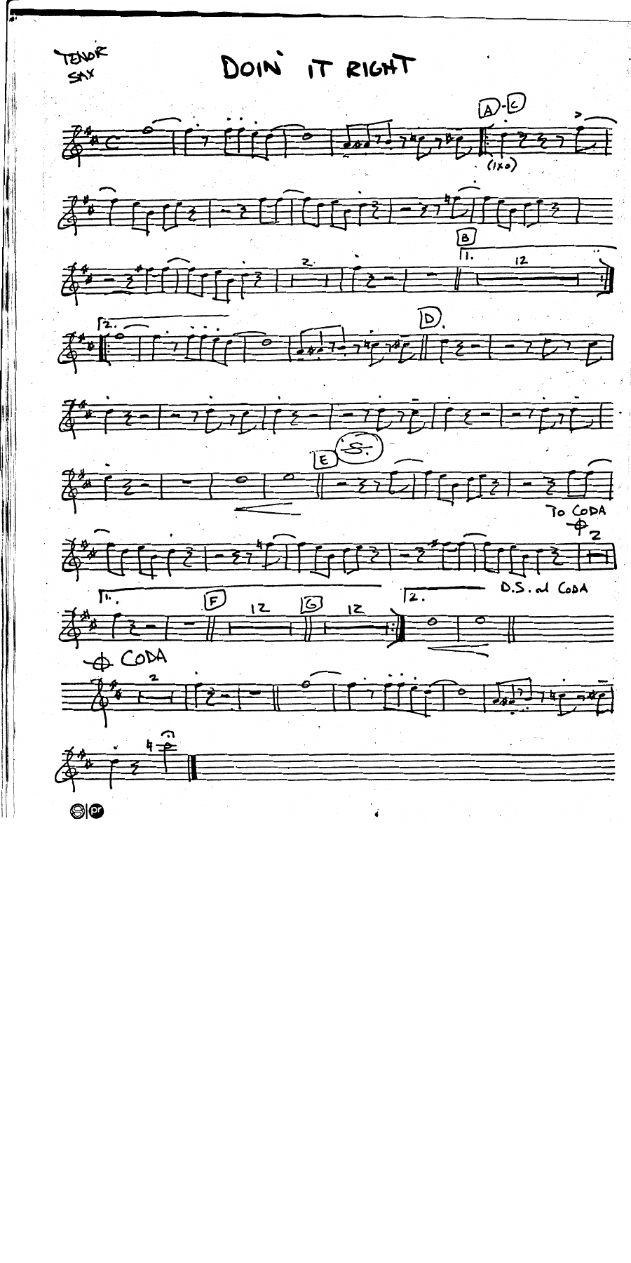 Doin it right tenor — sheet music cover (first page)