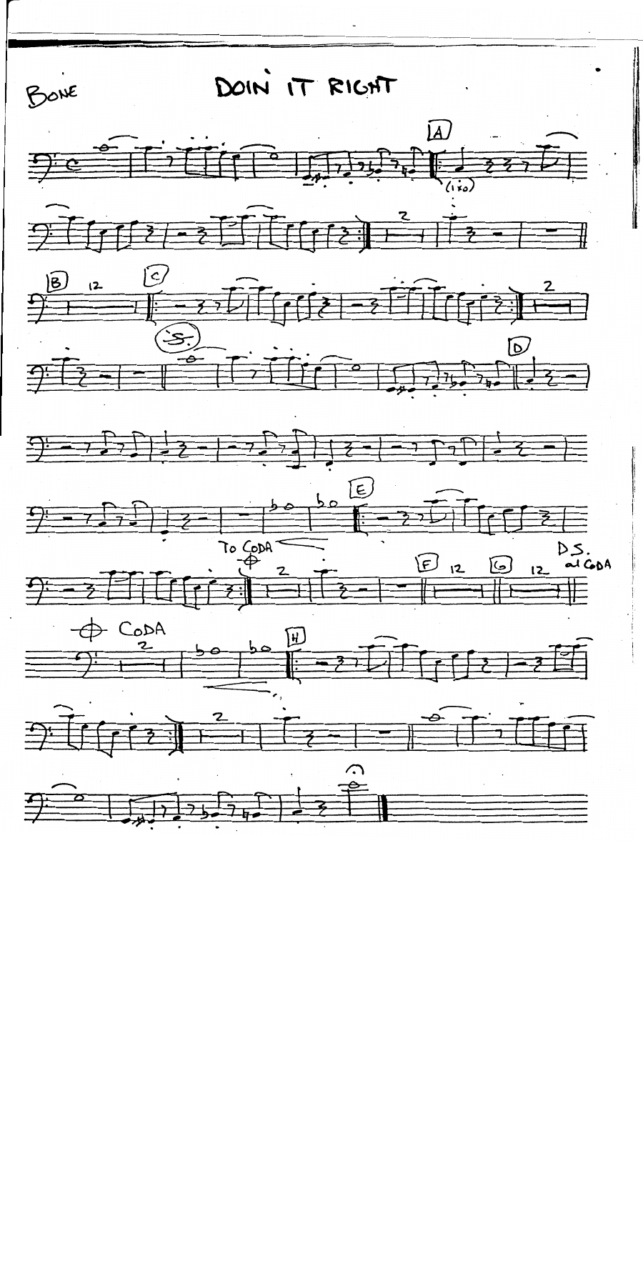 doin it right bone — sheet music cover (first page)