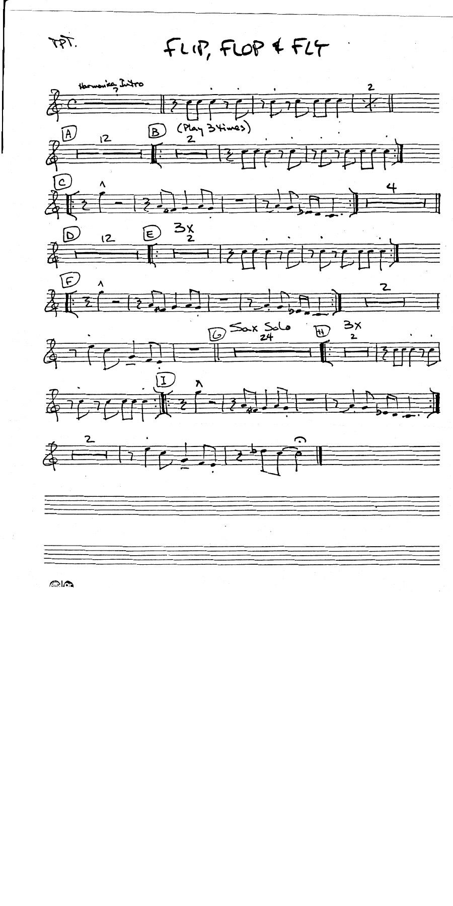 Flip Flop and Fly Trumpet — Small Ensemble sheet music arranged by Mr. X | Blues