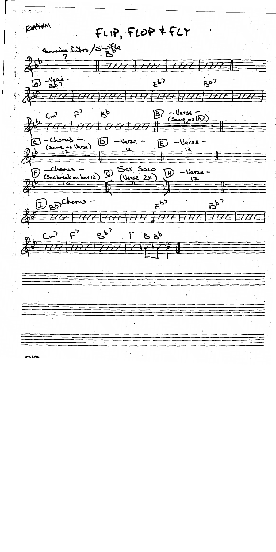 Flip Flop and Fly Rhythm — Small Ensemble sheet music arranged by Mr. X | Blues