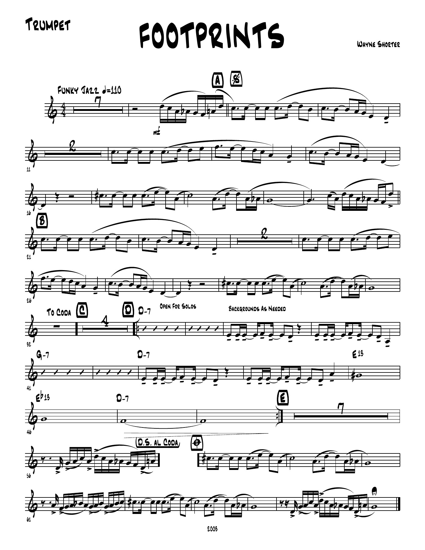 Footprints — sheet music preview
