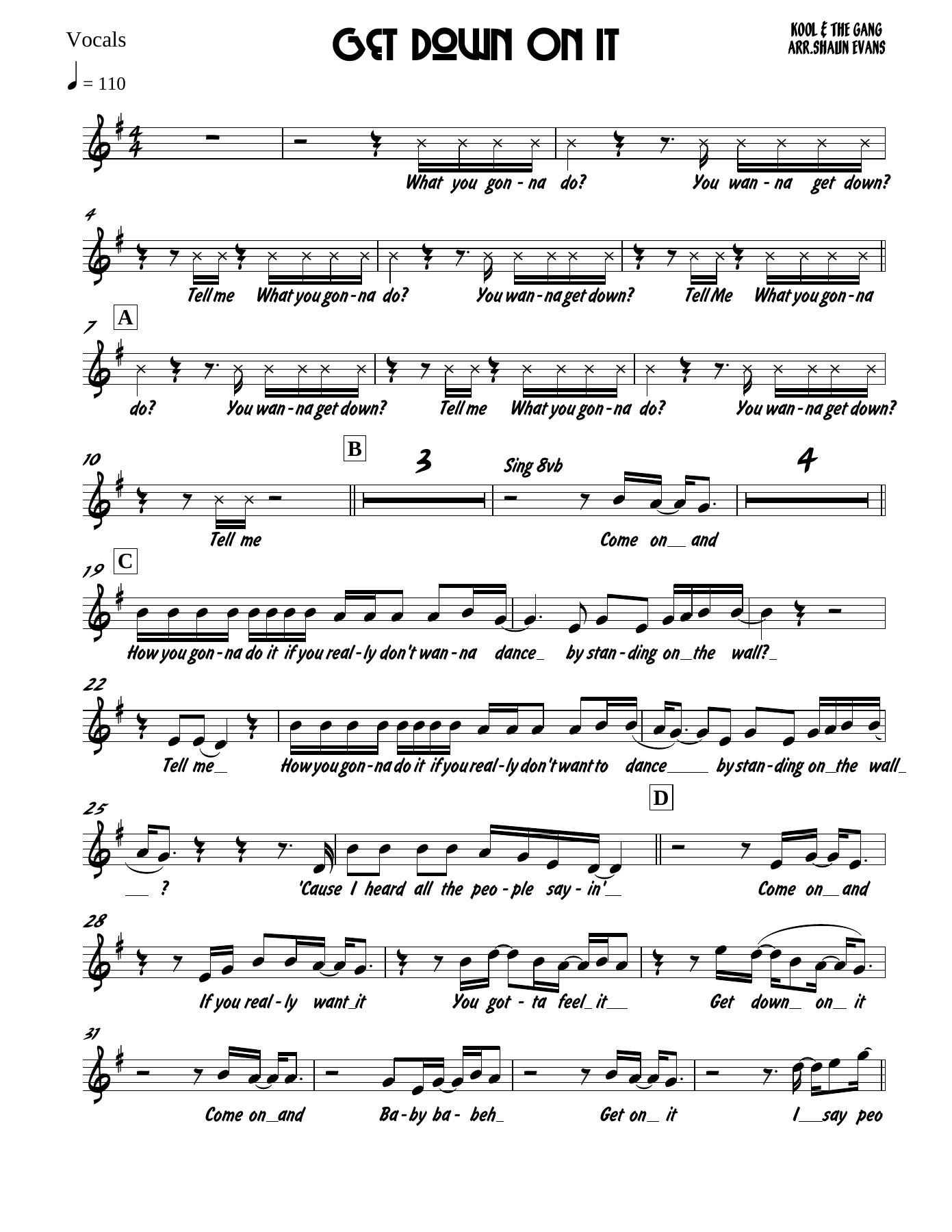 Get Down On It - Em — sheet music cover (first page)