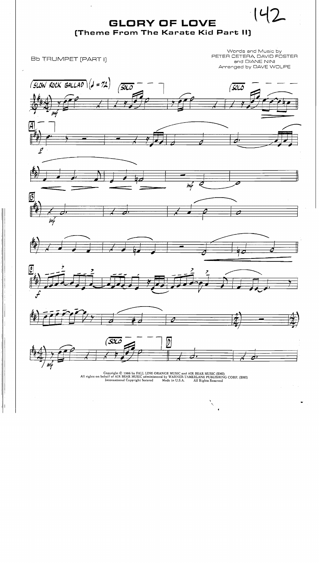 Glory Of Love — sheet music cover (first page)