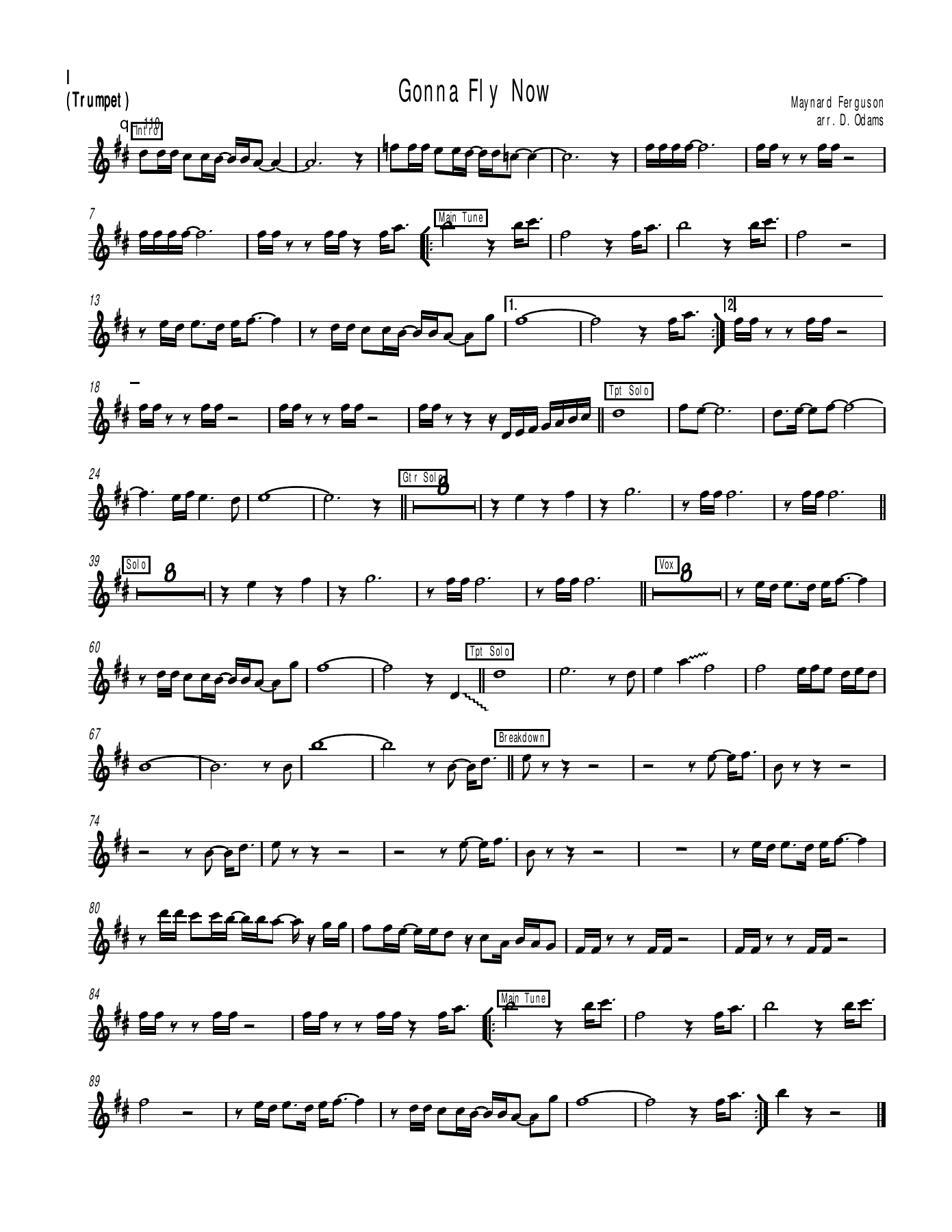 GonnaFlyNow — Small Ensemble sheet music arranged by Trumpet | Film Music