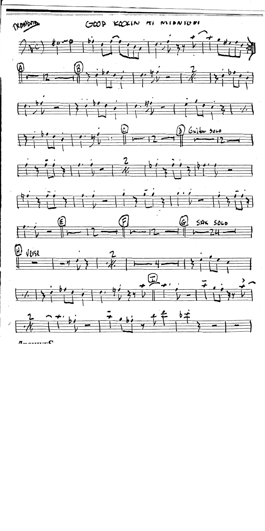 Good Rockin Trombone — sheet music cover (first page)