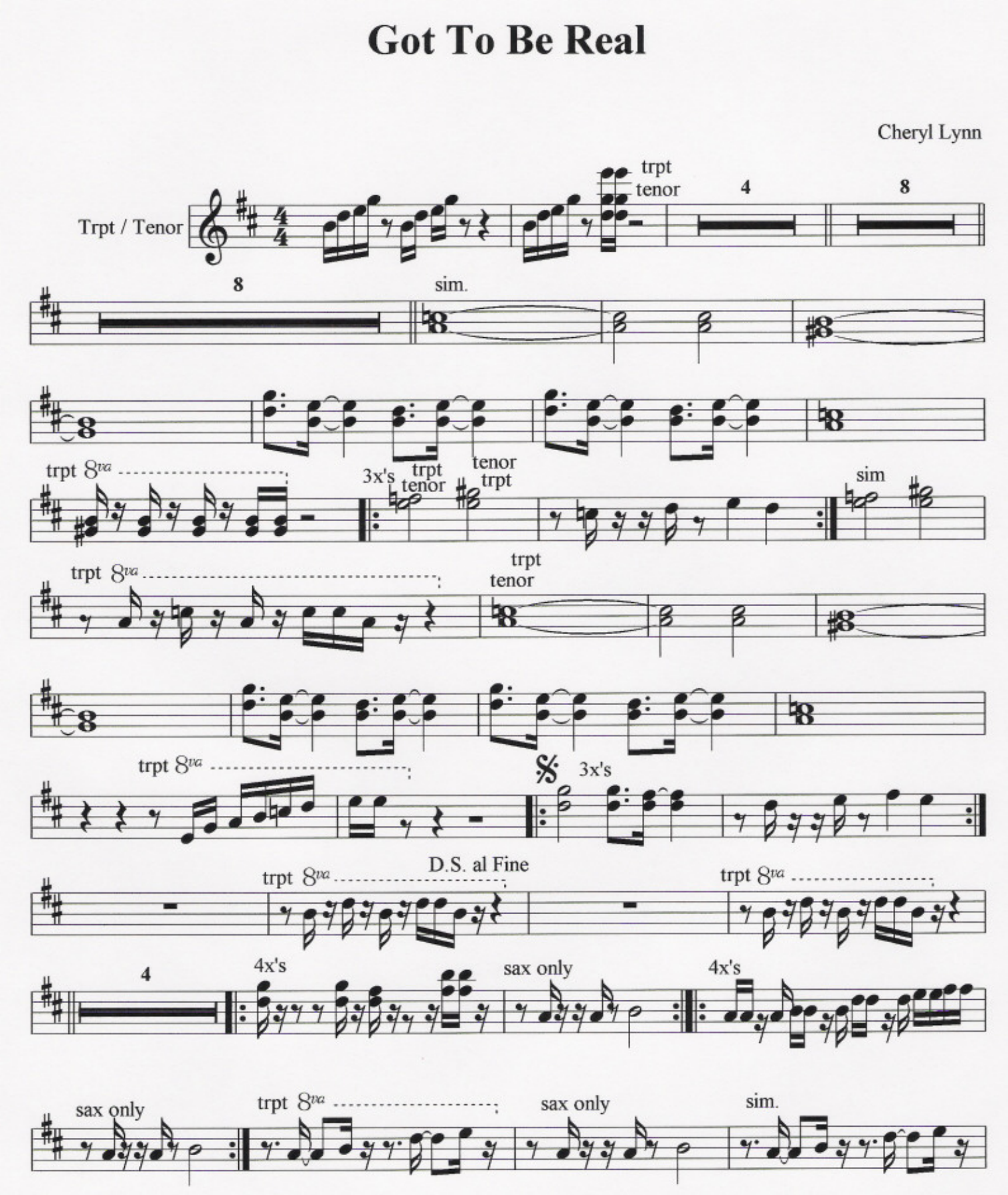 Got to be Real 3 Horns — sheet music preview