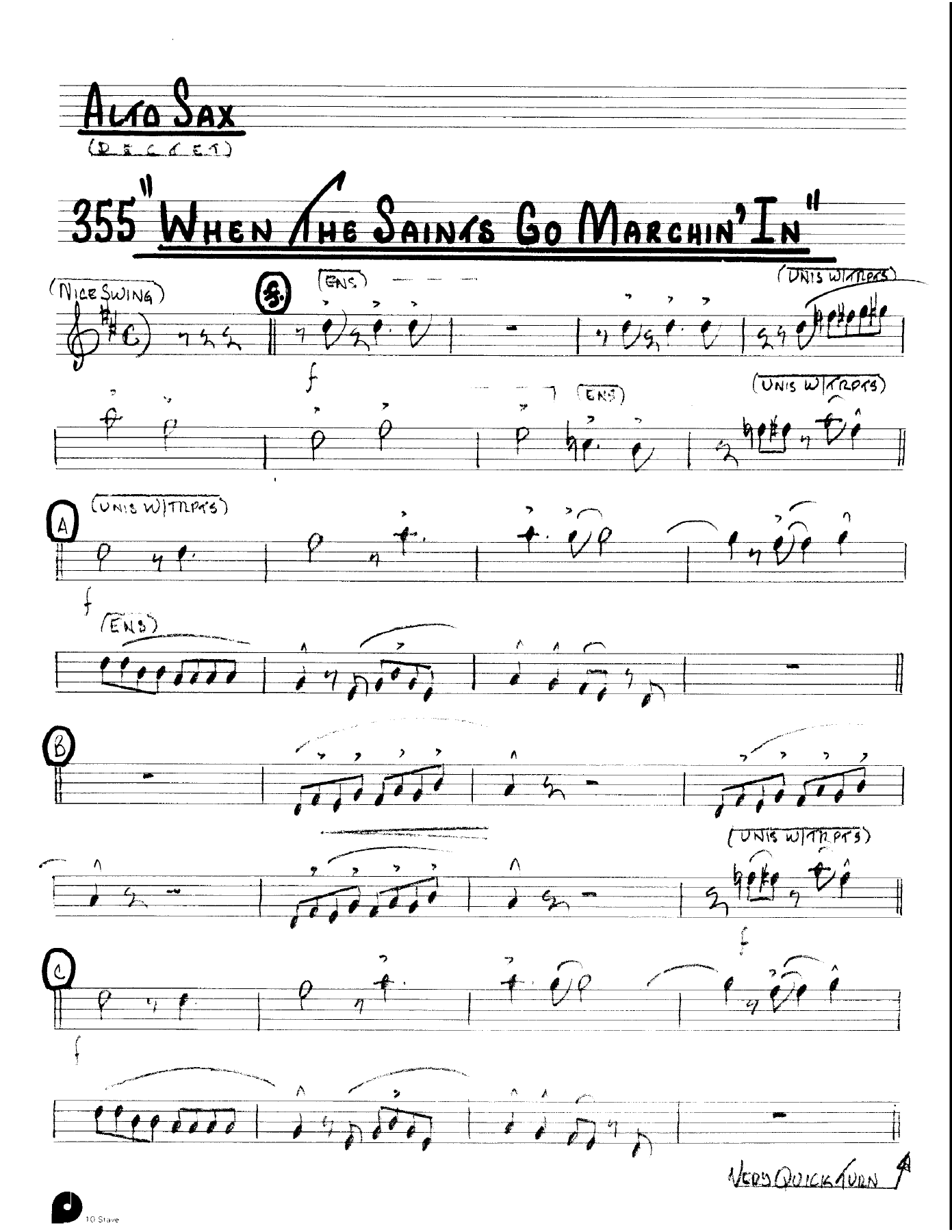 When The Saints Go Marching In (Kenton Dectet #355) 3213 — sheet music preview