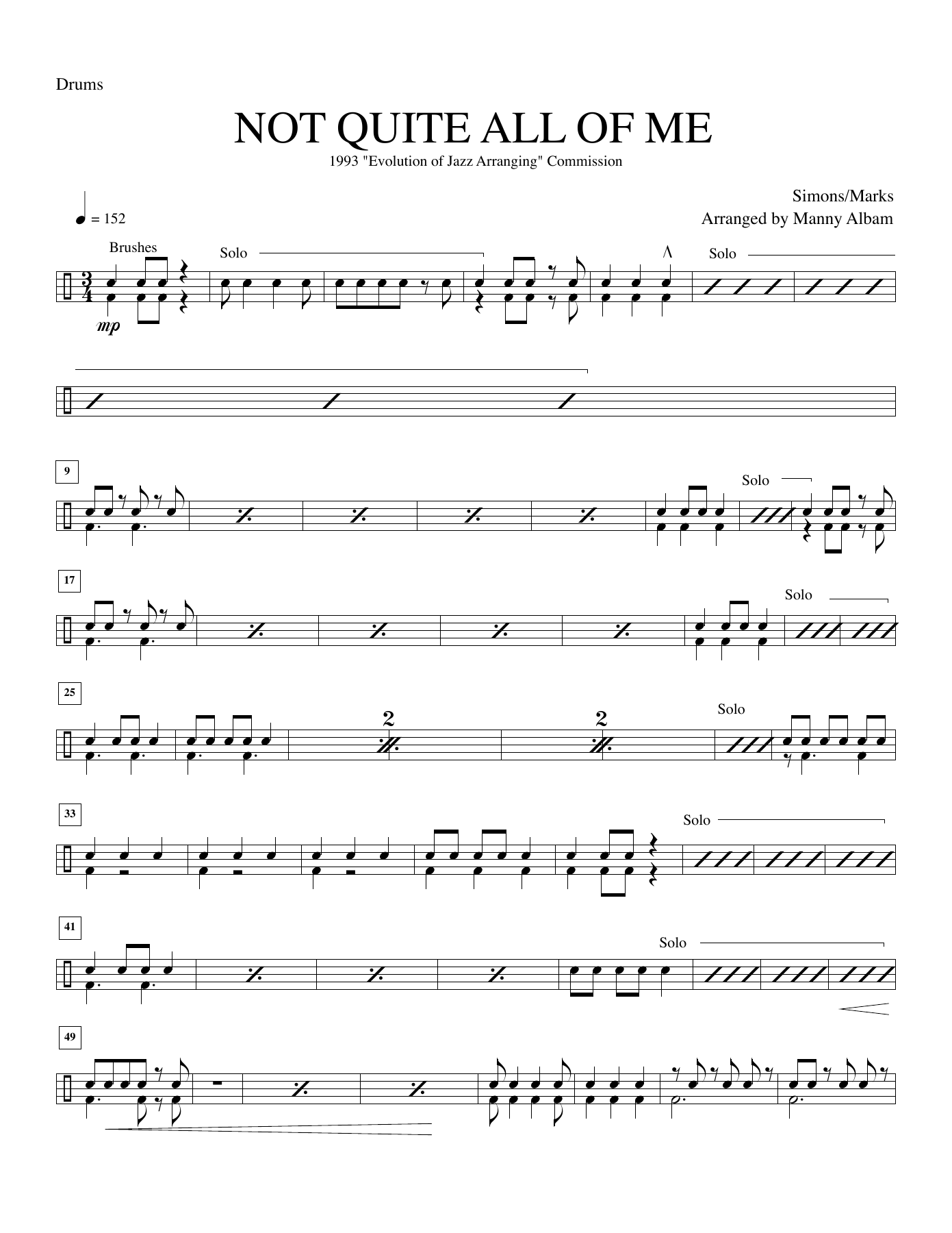 15. Drums — sheet music cover (first page)