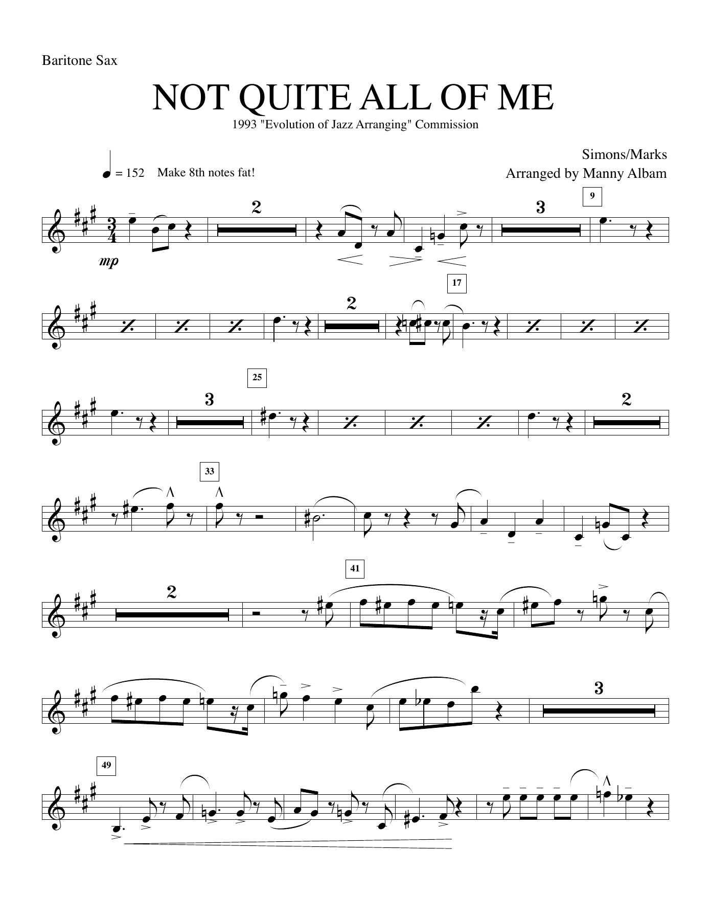 4a. Bari Sax — sheet music cover (first page)