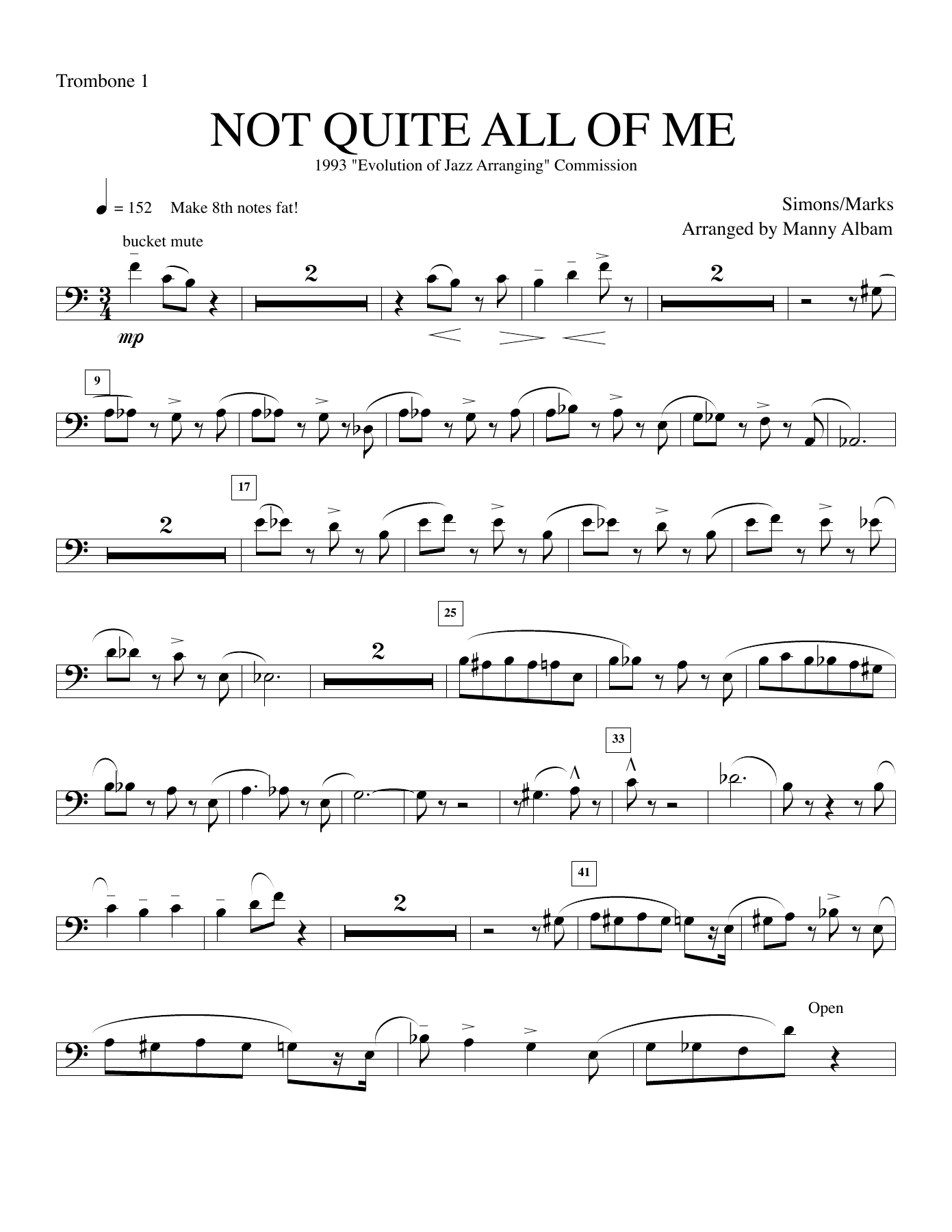 9. Trombone — Small Ensemble sheet music arranged by Manny Albam | Jazz