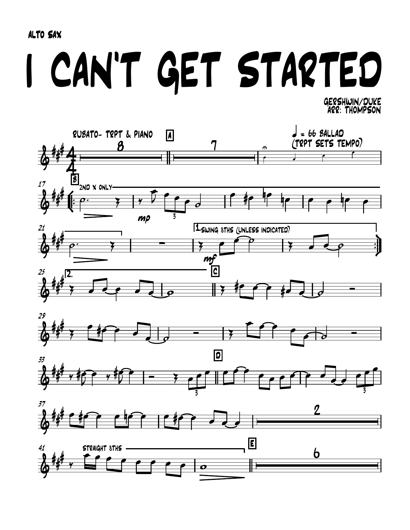 I Can't Get Started - 3 horns + Rhythm - Mantooth — sheet music preview