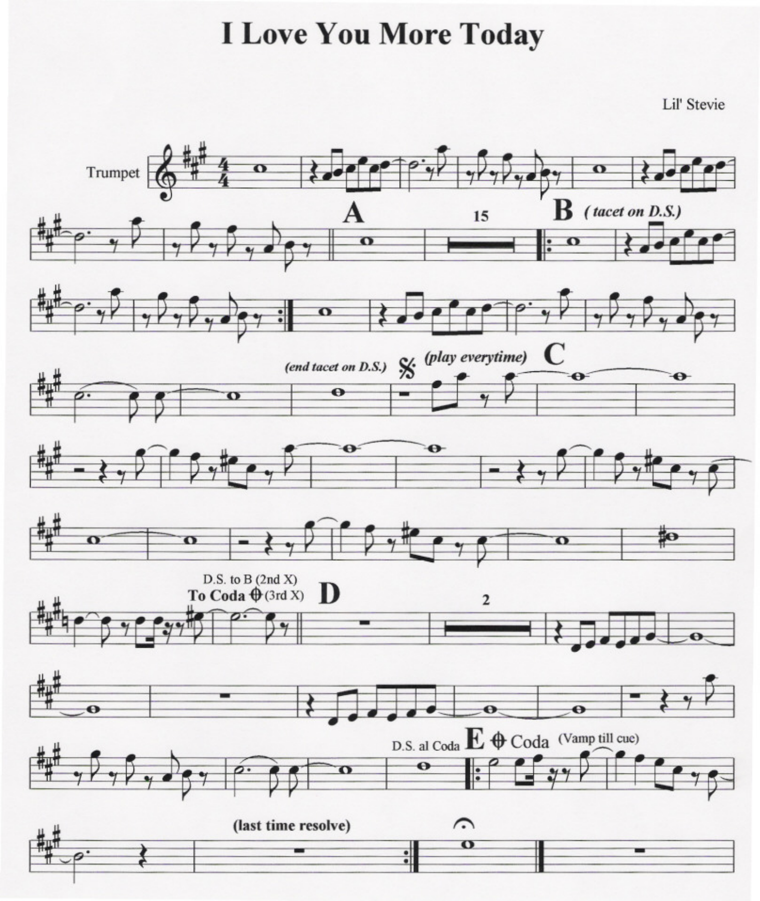 I Love You More Today 3 Horns — sheet music preview