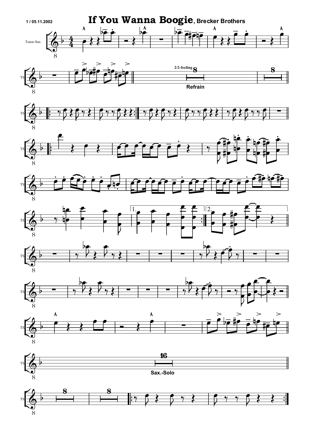 If You Wanna Boogie TS — Kleines Ensemble sheet music by Brecker Brothers | Funk
