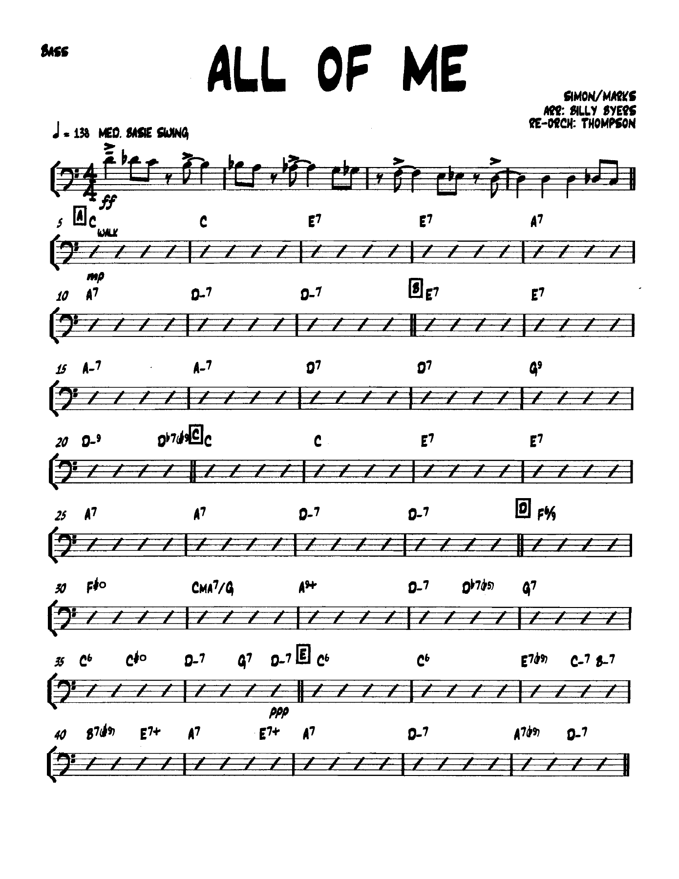 Allofme Bass — sheet music preview