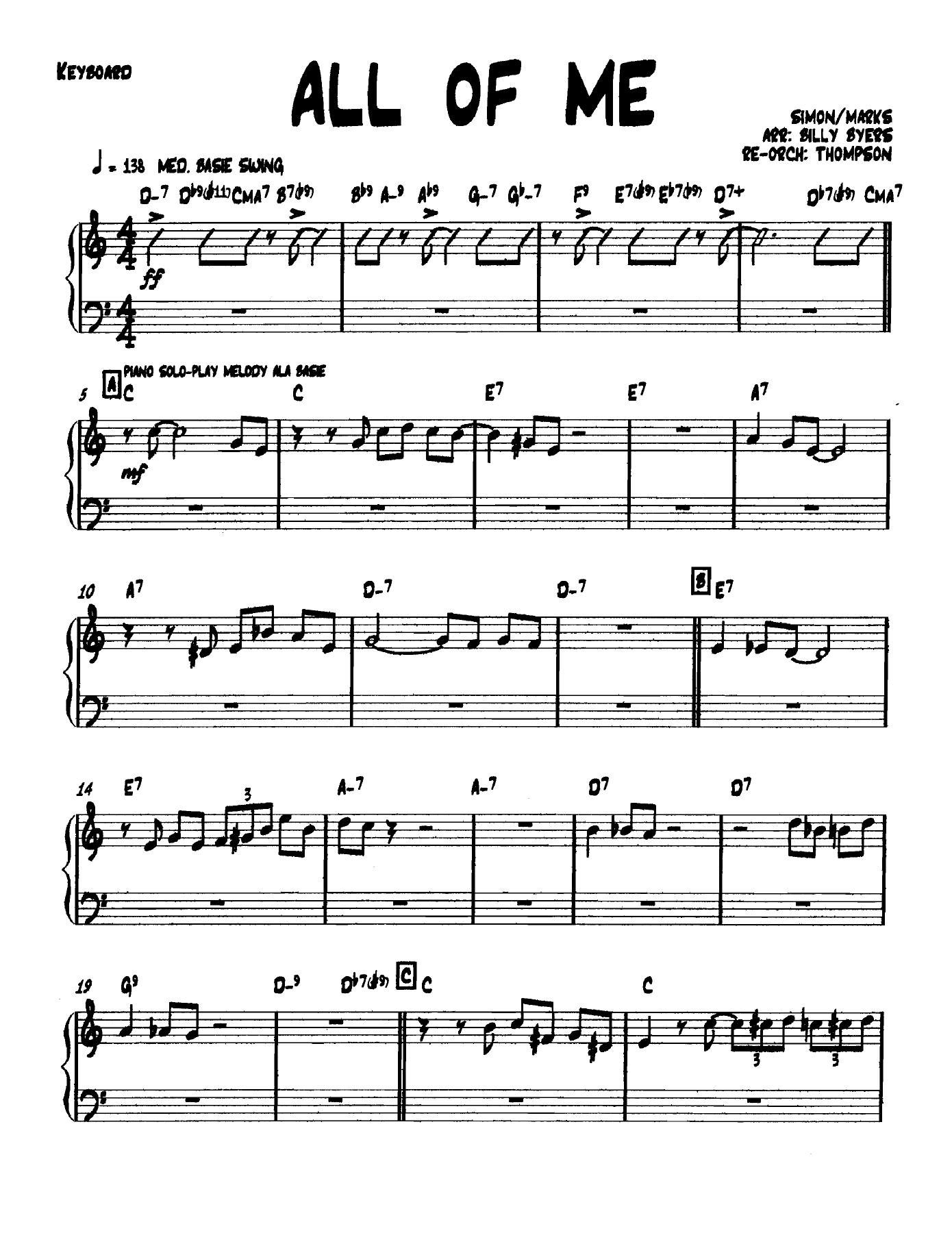Allofme Keyboard — sheet music cover (first page)