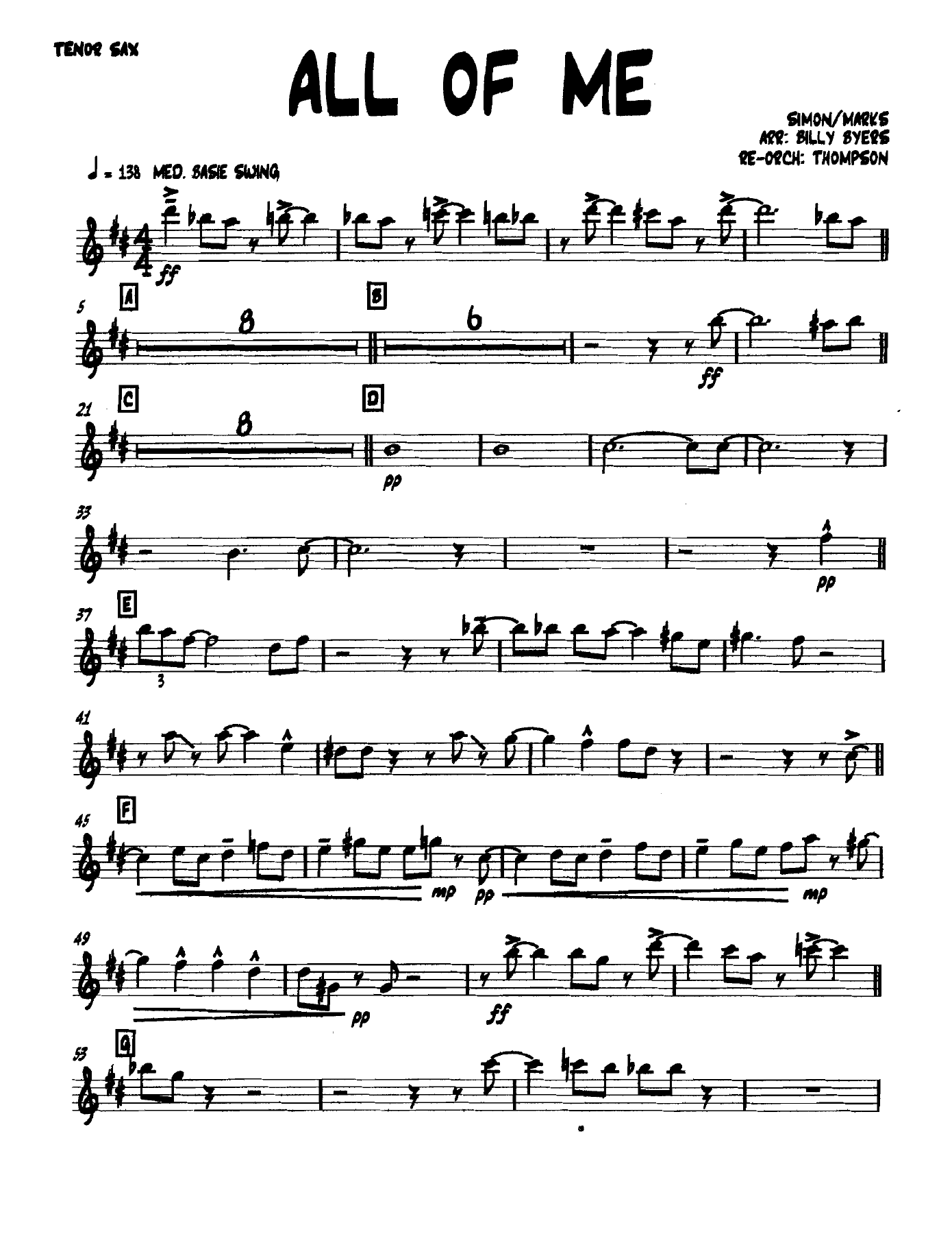 Allofme Tenorsax — sheet music cover (first page)