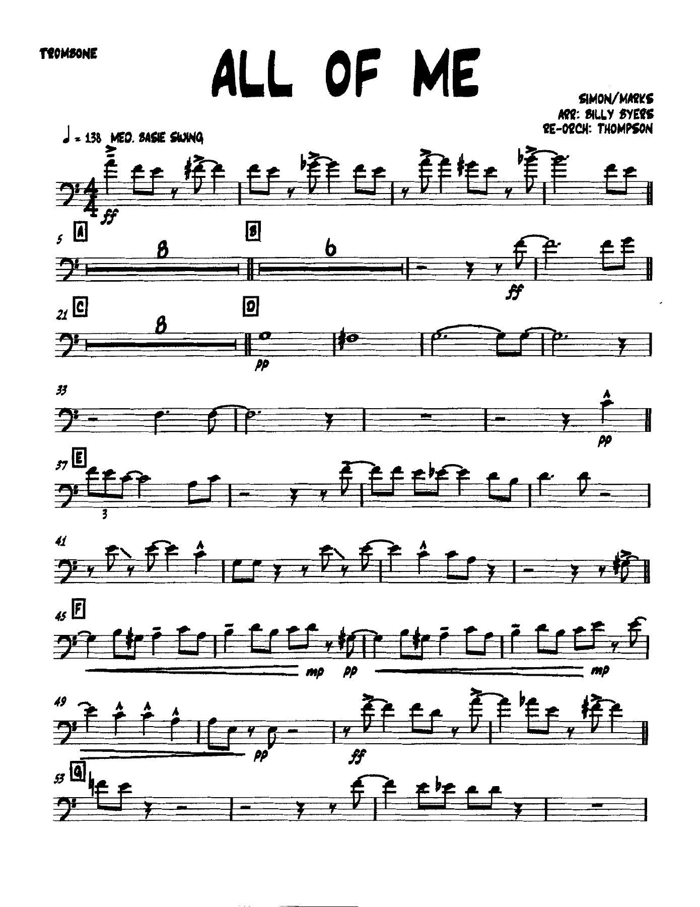 Allofme Trombone — sheet music preview