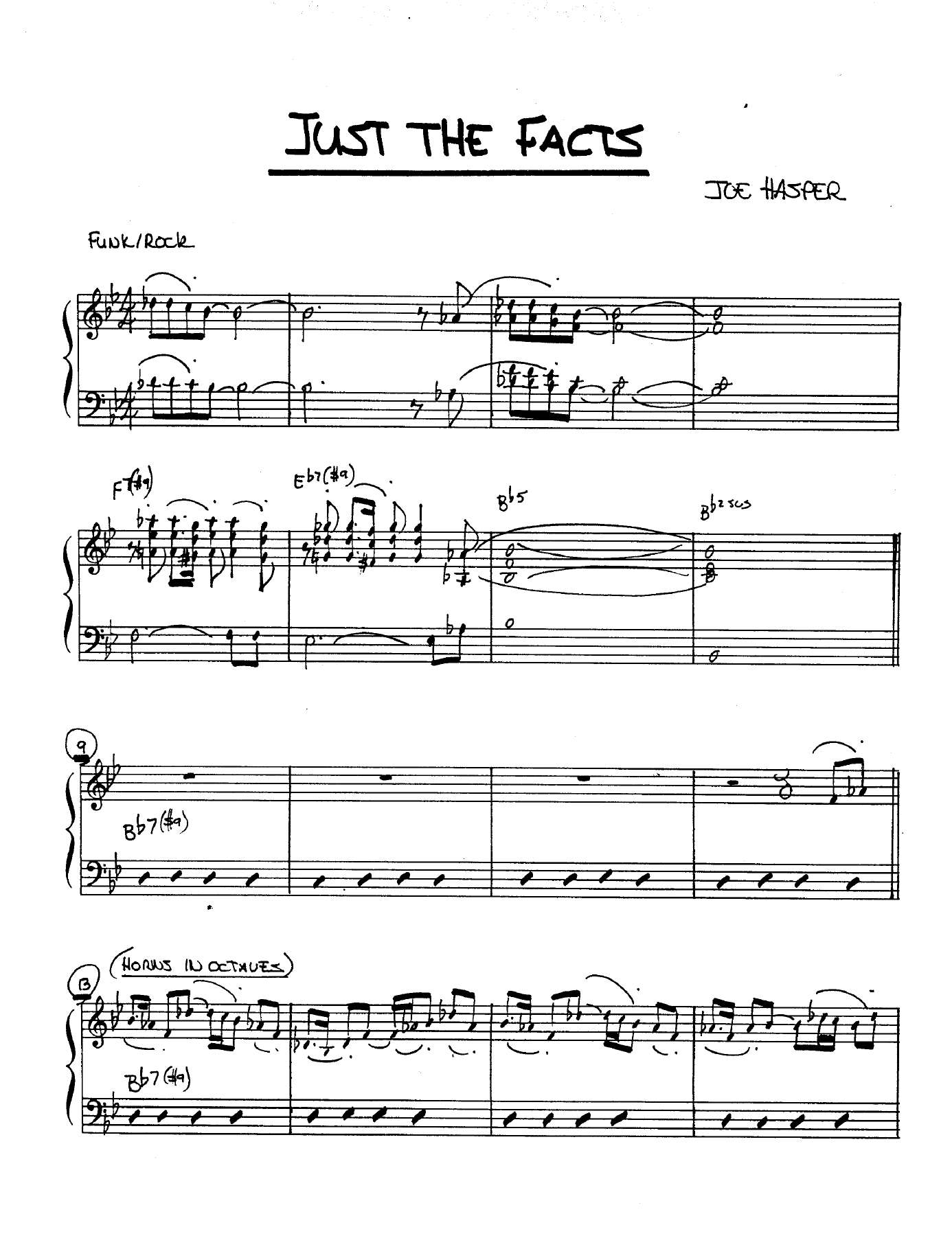 Just The Facts score — sheet music preview