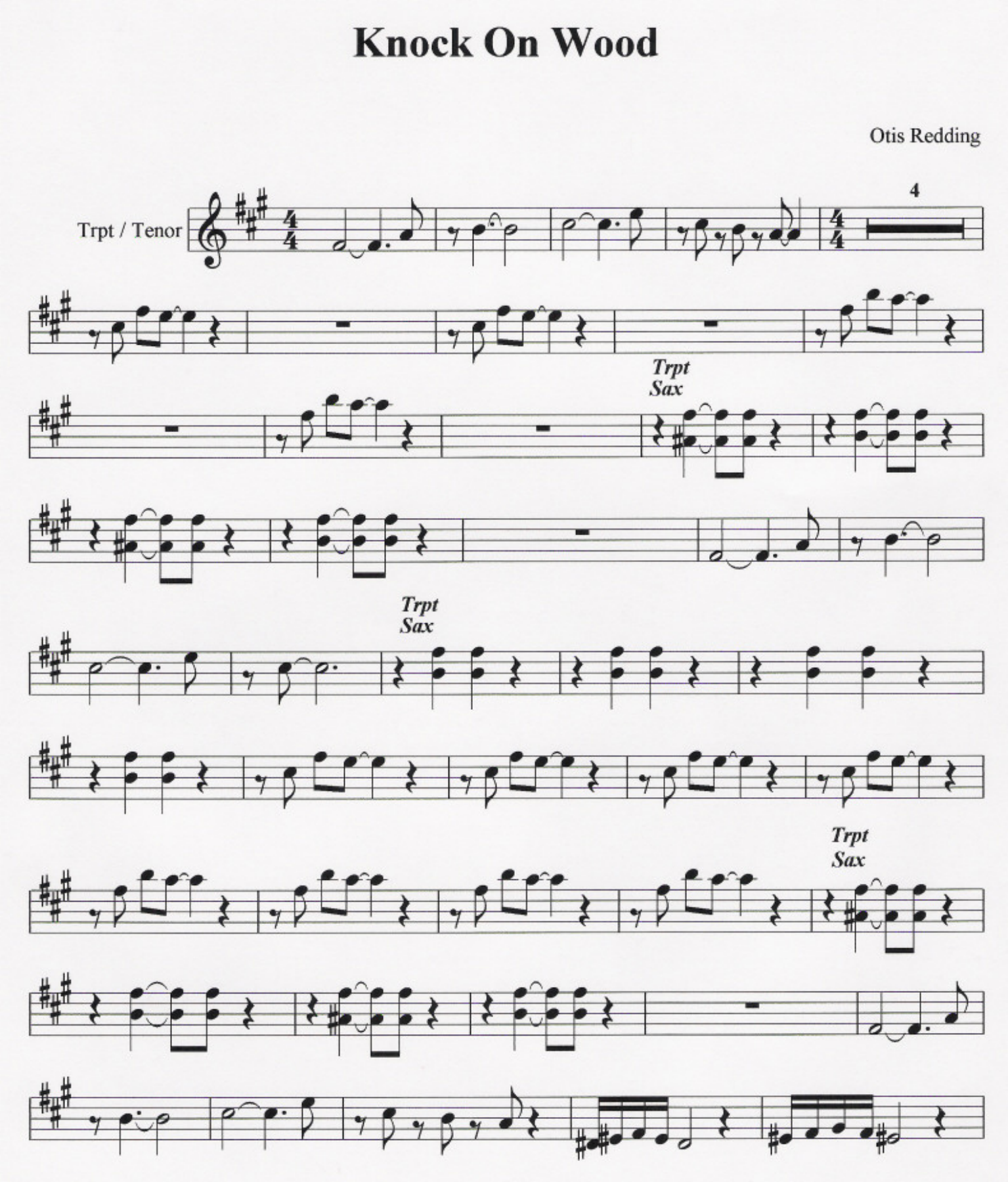 Knock on Wood 3 Horns — sheet music preview