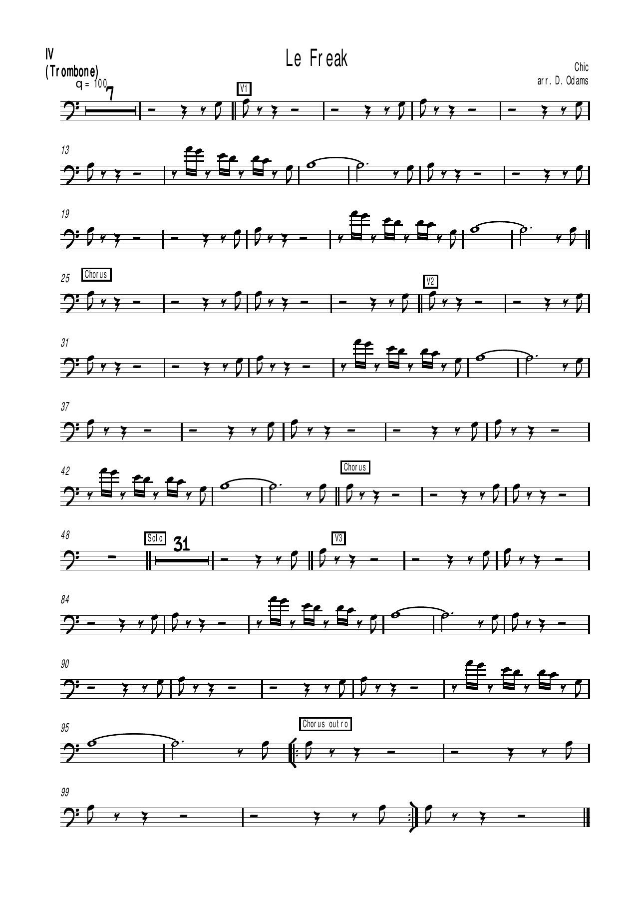 LeFreak - trombone — sheet music cover (first page)